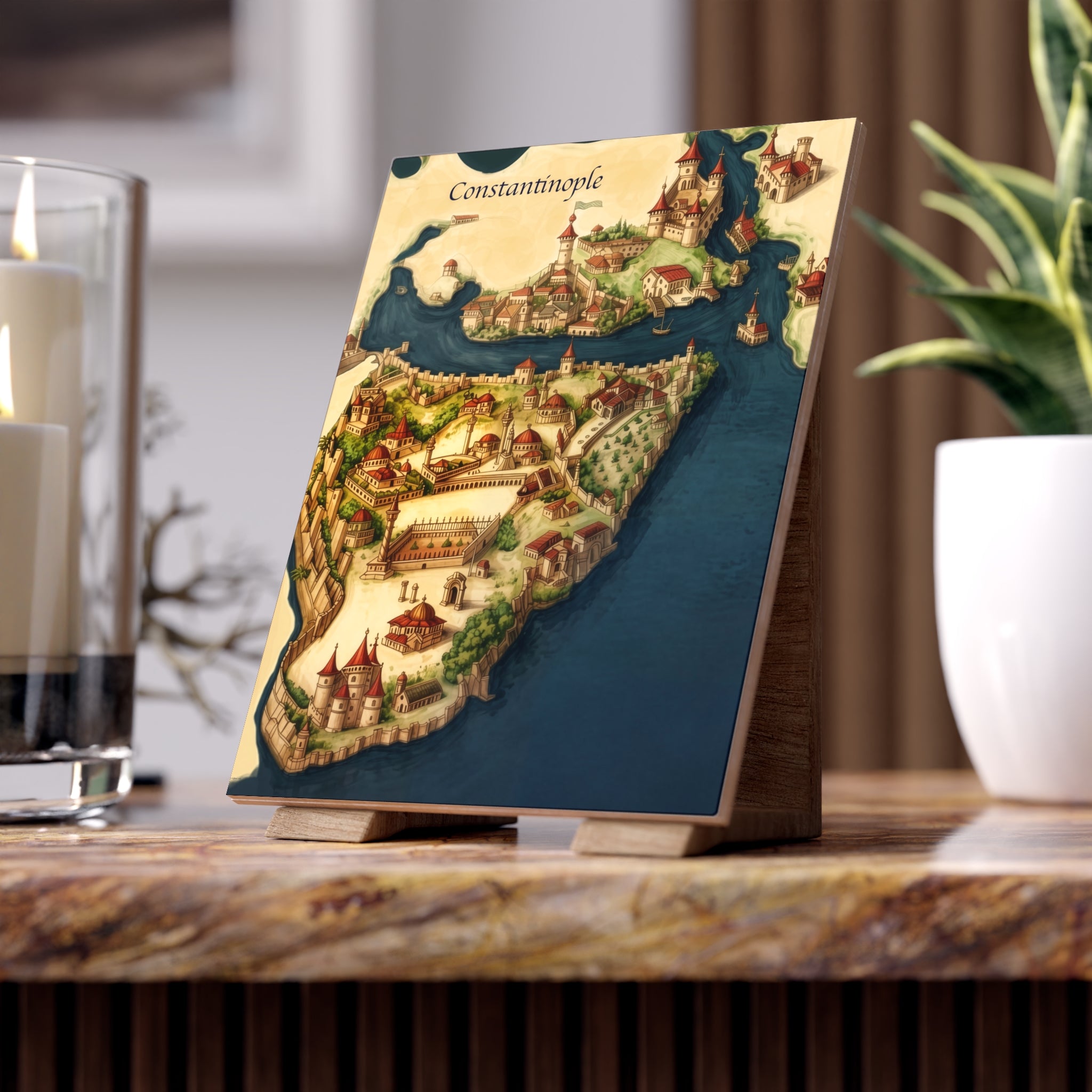Vintage Constantinople Map Ceramic Tile