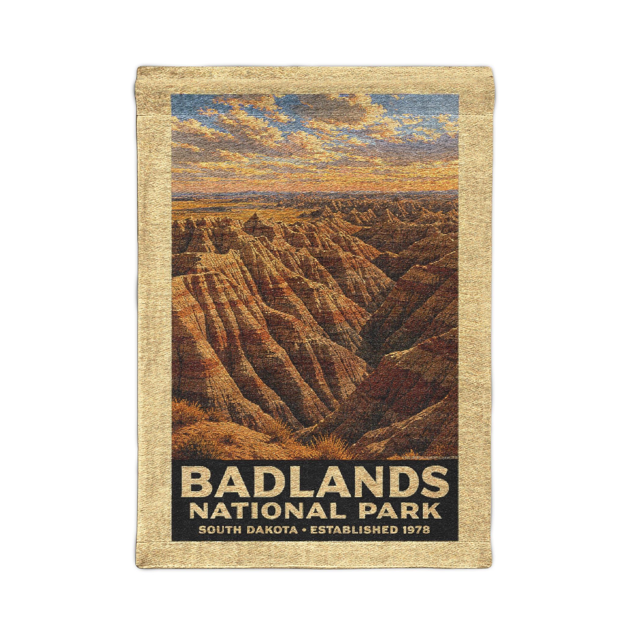 Badlands National Park Woven Wall Tapestry — Scenic Canyon Landscape Home Decor