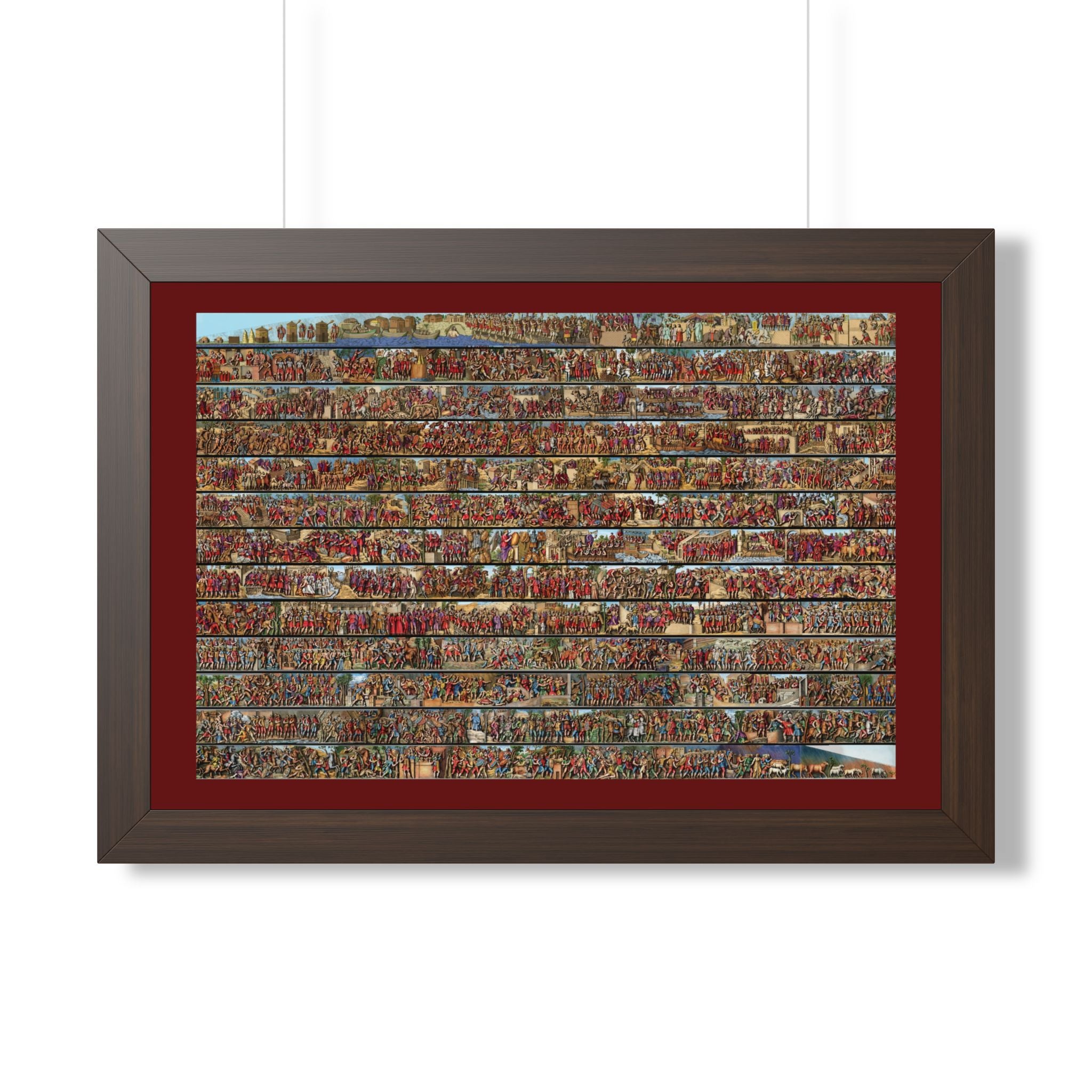 Colorized Trajan's Column Engraving Framed Art Print
