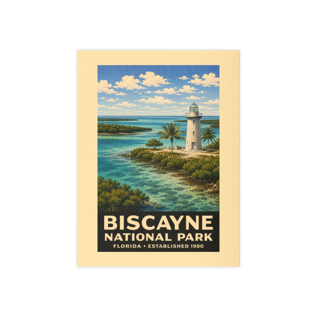 Biscayne National Park Ceramic Photo Tile — Vintage Lighthouse Travel Image