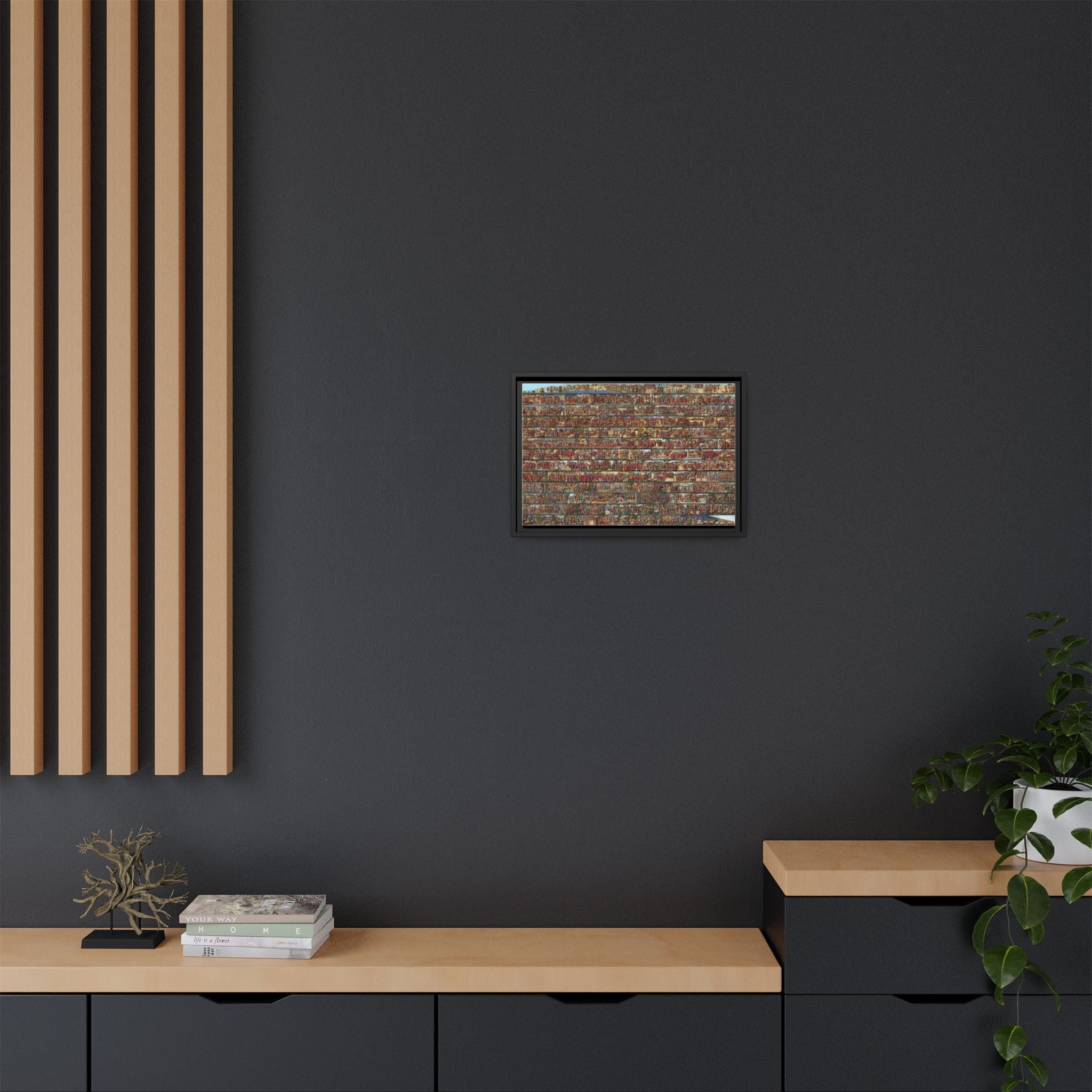Colorized Depiction of Trajan's Column in Rome Framed Matte Canvas