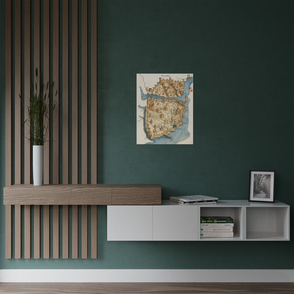 Vintage Constantinople City Map Satin Poster — Antique Coastal Map Wall Art