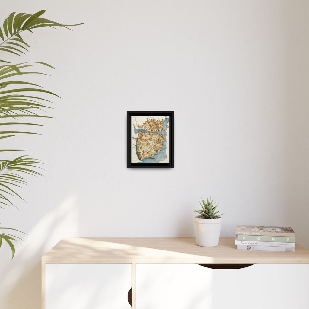 Framed Vintage Constantinople Map Canvas — Matte Nautical Wall Art