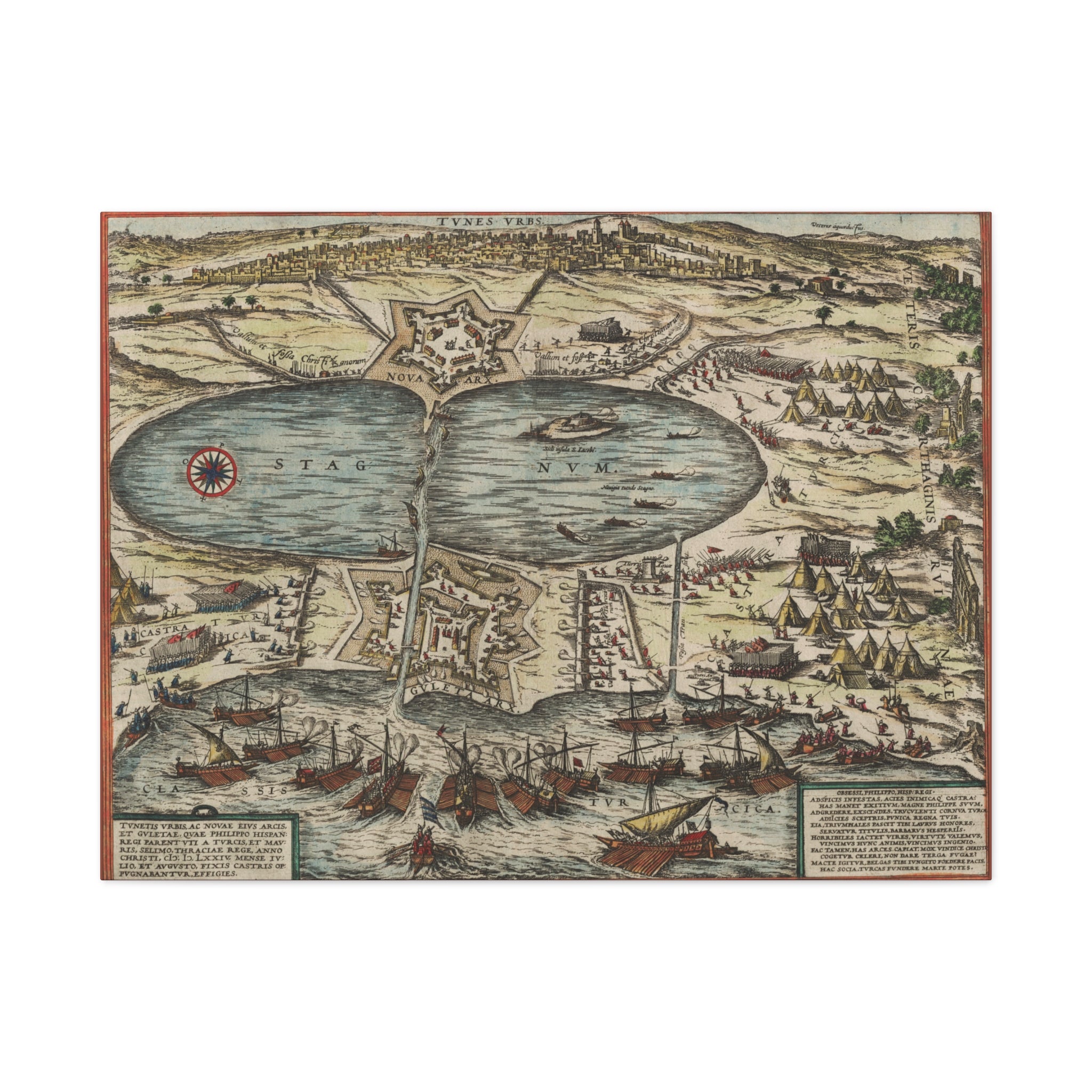 City of Tunis Vintage Map Canvas