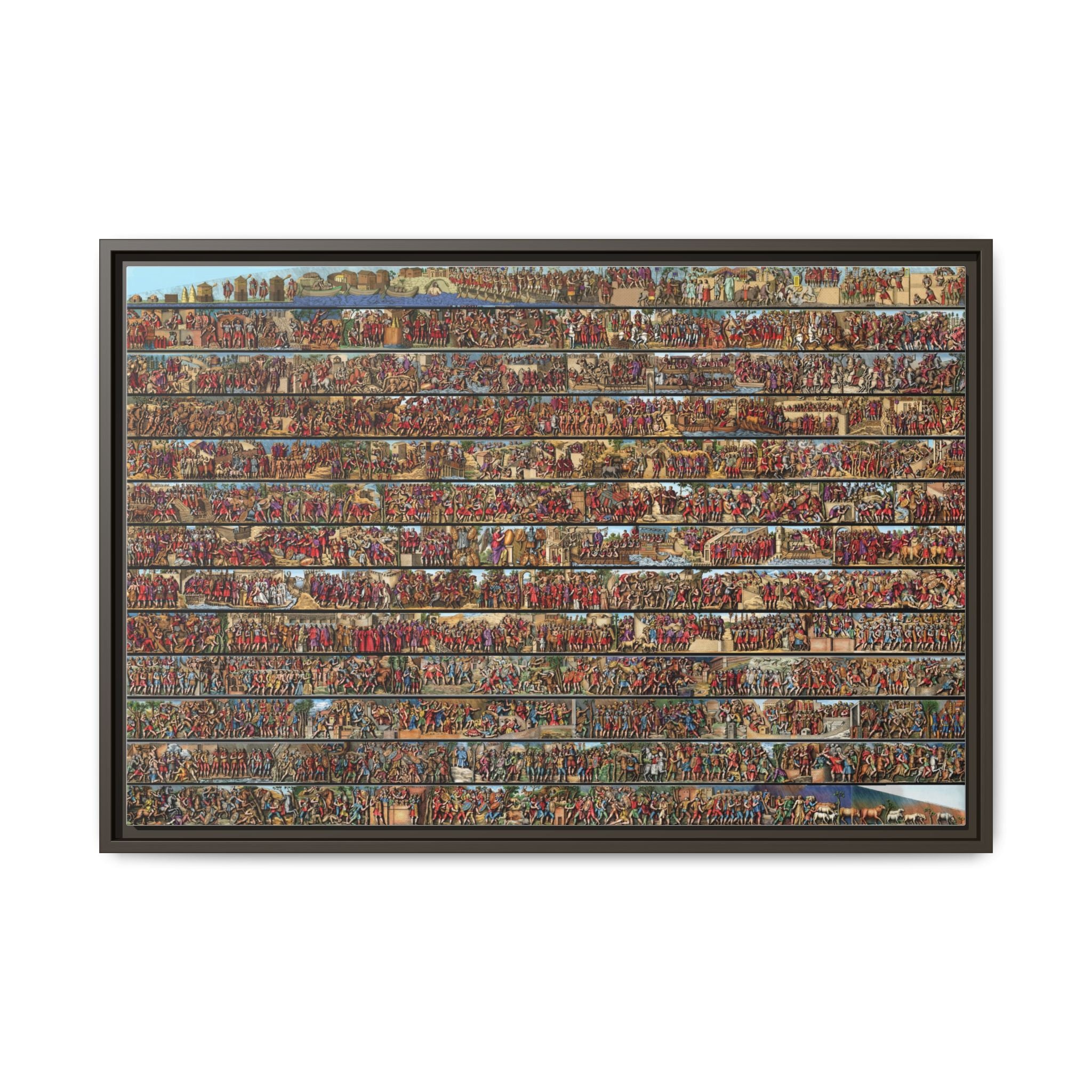 Colorized Depiction of Trajan's Column in Rome Framed Matte Canvas