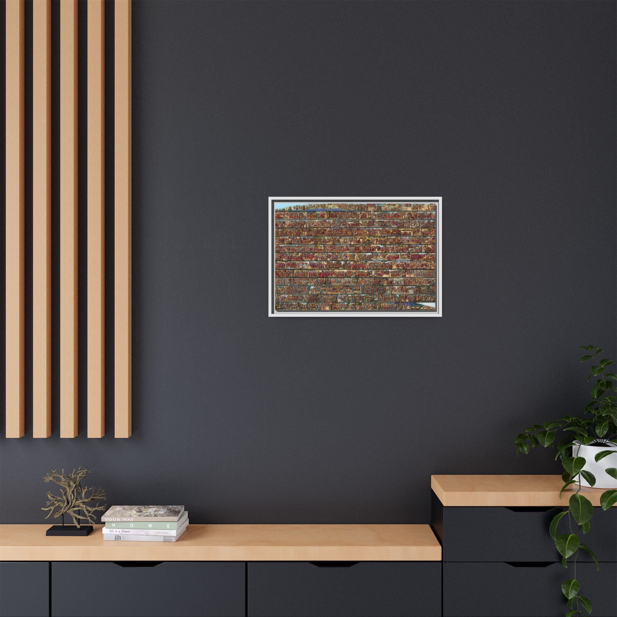 Colorized Depiction of Trajan's Column in Rome Framed Matte Canvas