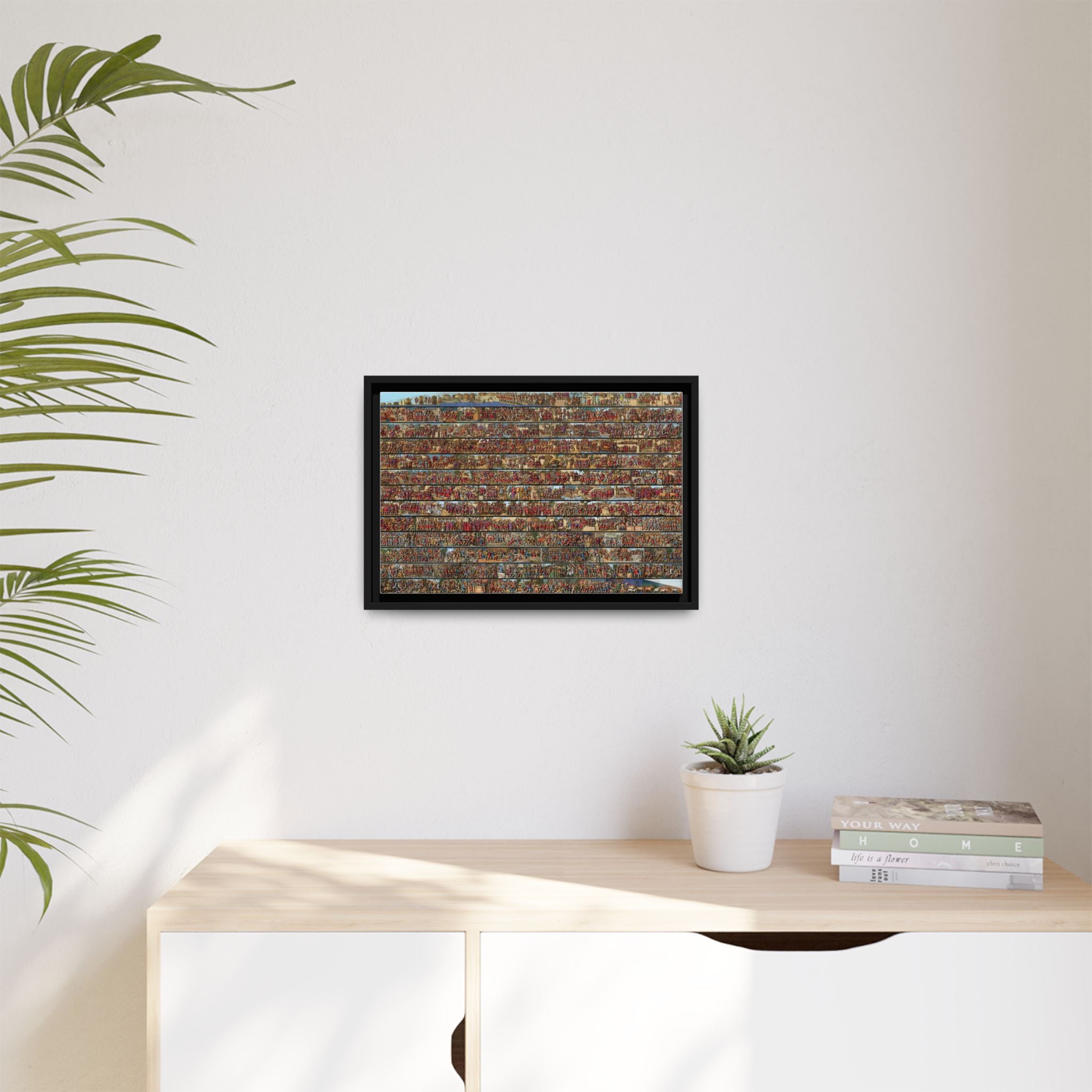 Colorized Depiction of Trajan's Column in Rome Framed Matte Canvas