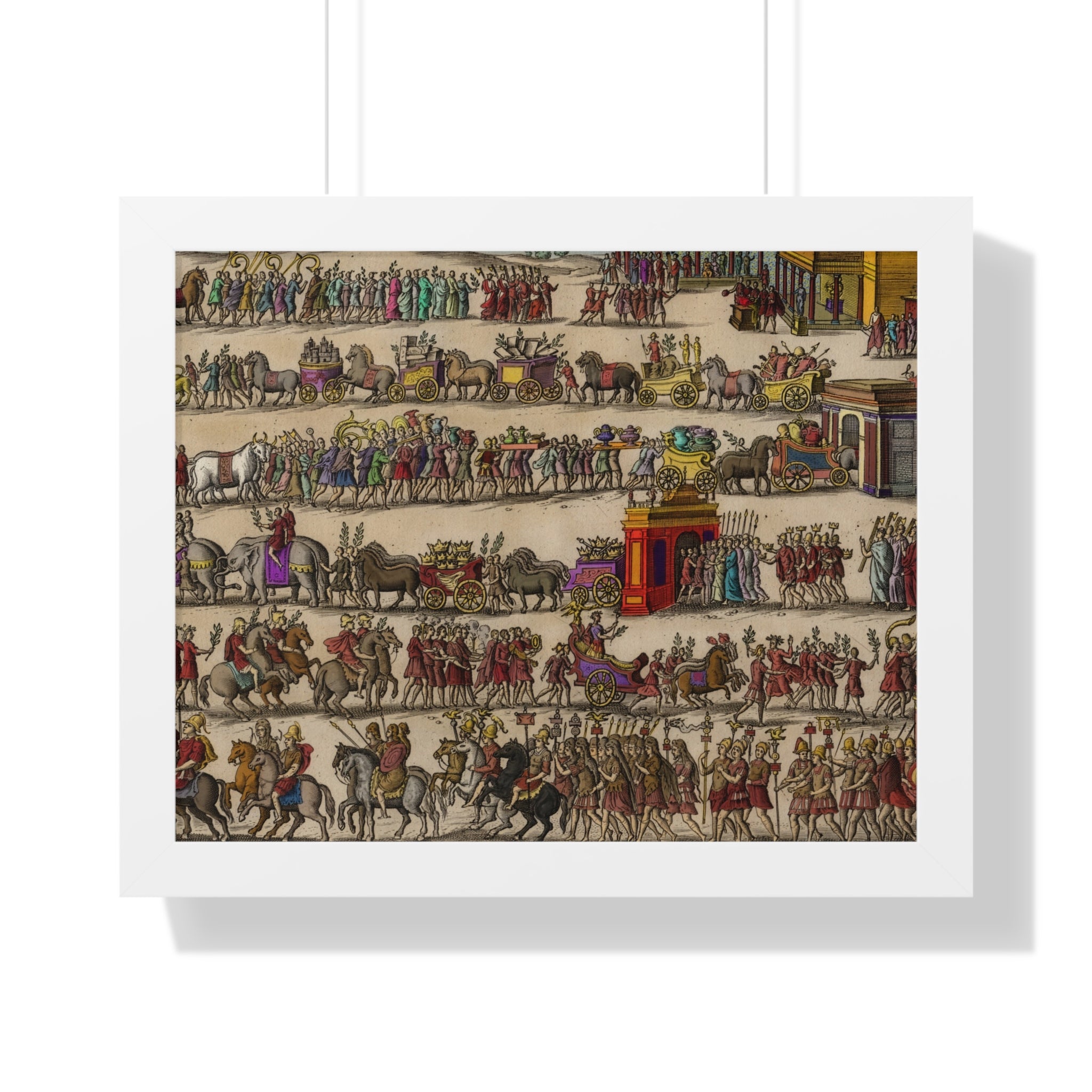 Roman Triumph Procession Framed Poster | Hand-Colored Engraving Print