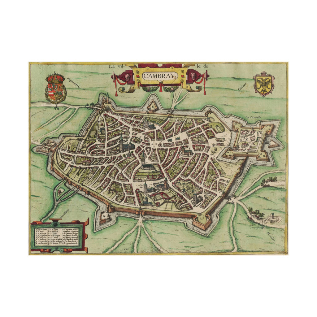 Cambrai, France Vintage City Map Poster — Antique City Map Satin Print (300gsm)