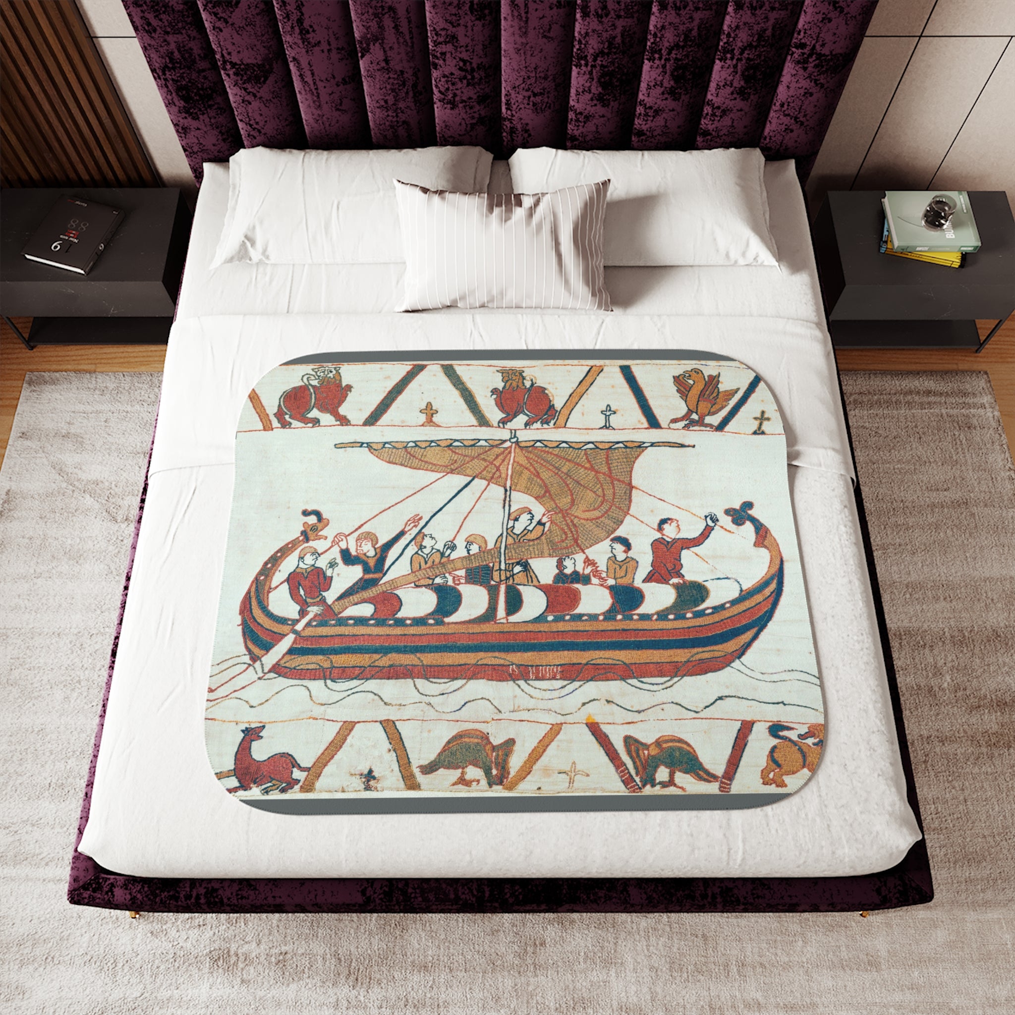 Bayeux Tapestry Norman Invasion Sherpa Blanket