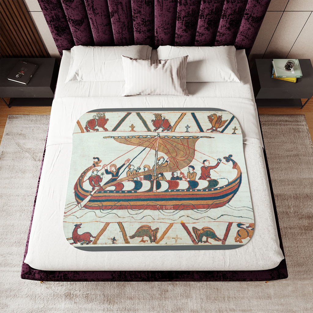 Bayeux Tapestry Norman Invasion Sherpa Blanket