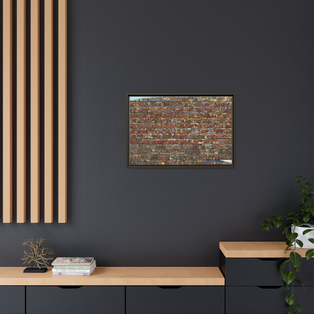 Colorized Depiction of Trajan's Column in Rome Framed Matte Canvas