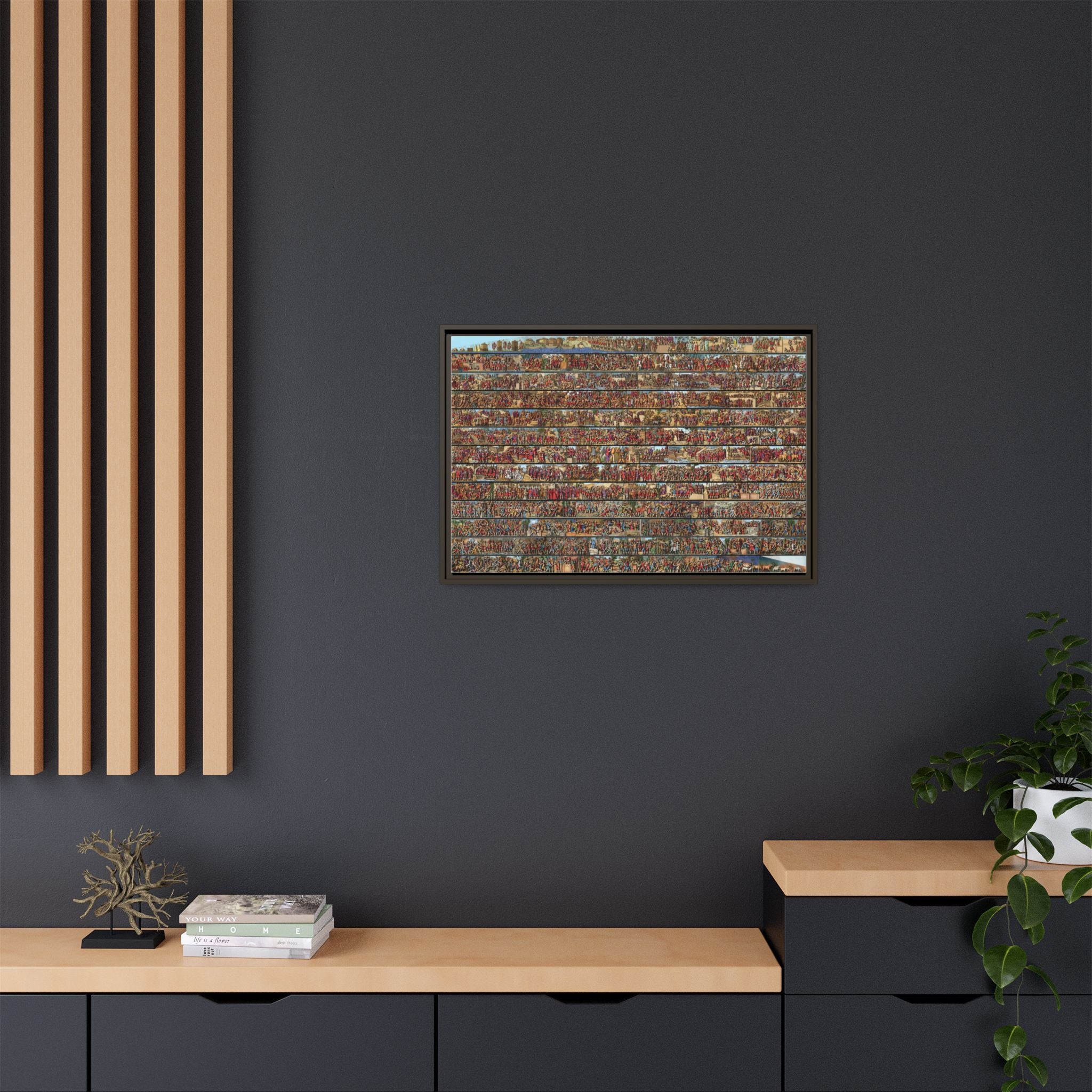 Colorized Depiction of Trajan's Column in Rome Framed Matte Canvas