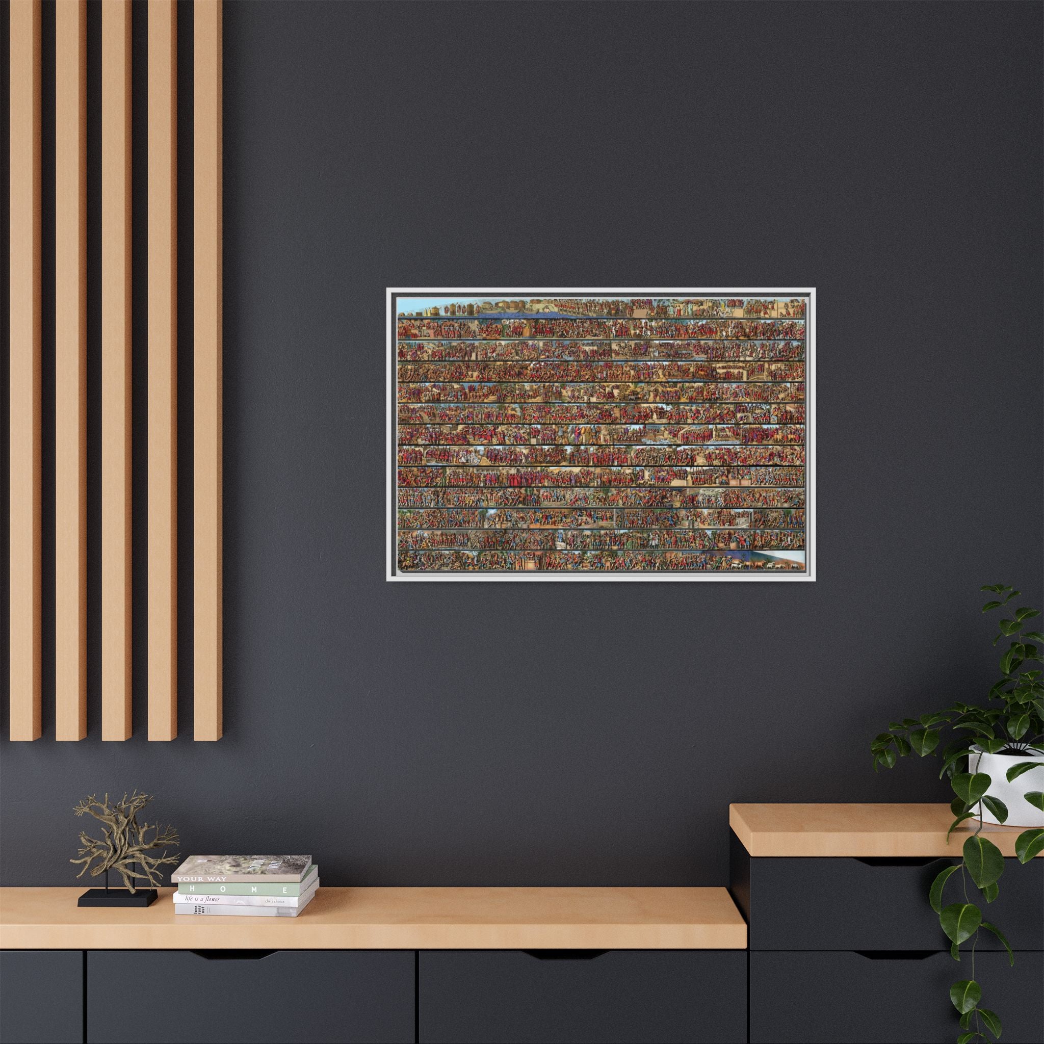 Colorized Depiction of Trajan's Column in Rome Framed Matte Canvas