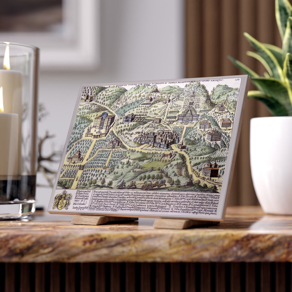 Antique Illustrated Map of Tusculum Ceramic Tile | Antique Italian Photo Tile
