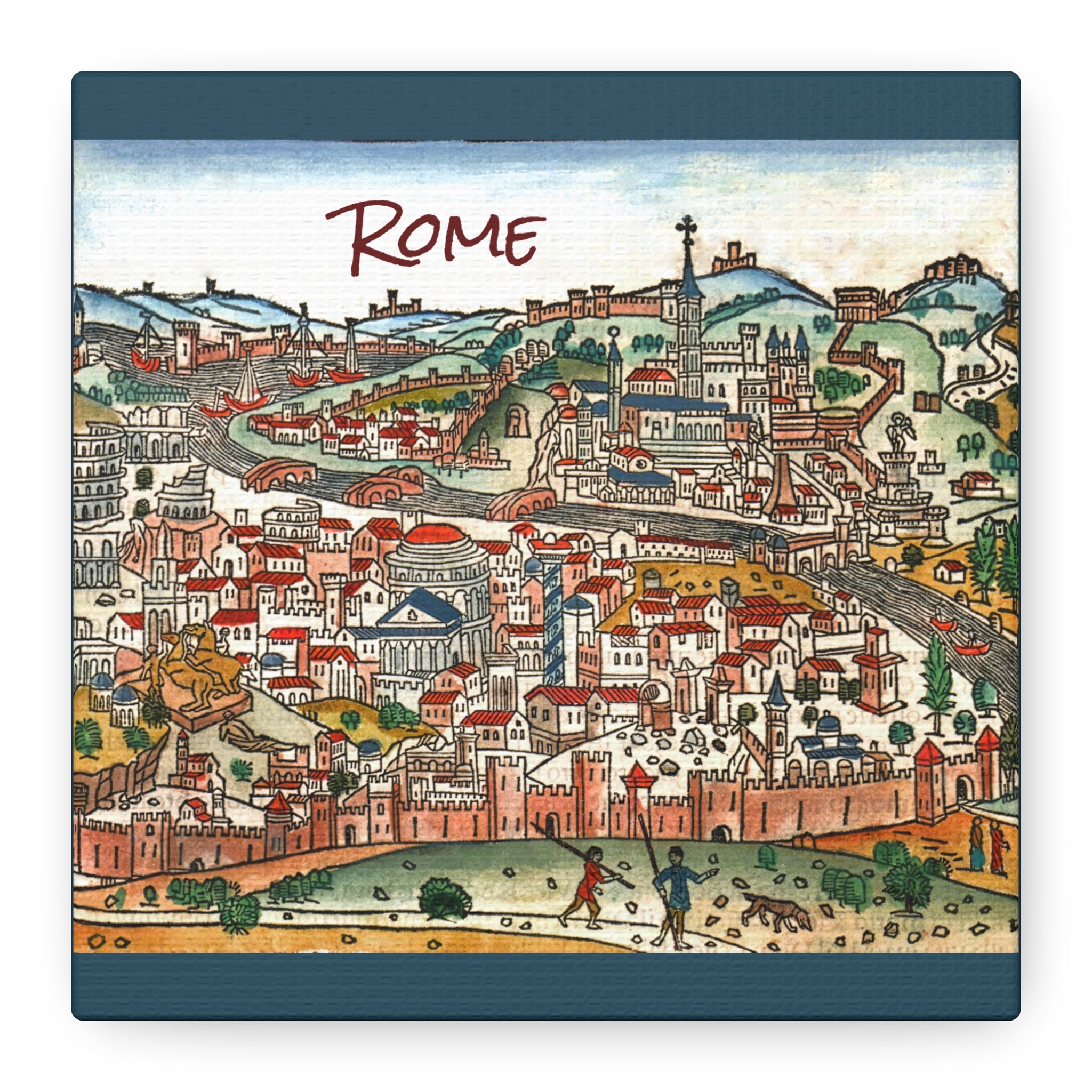 Renaissance Bird's-Eye Map of Rome Matte Canvas