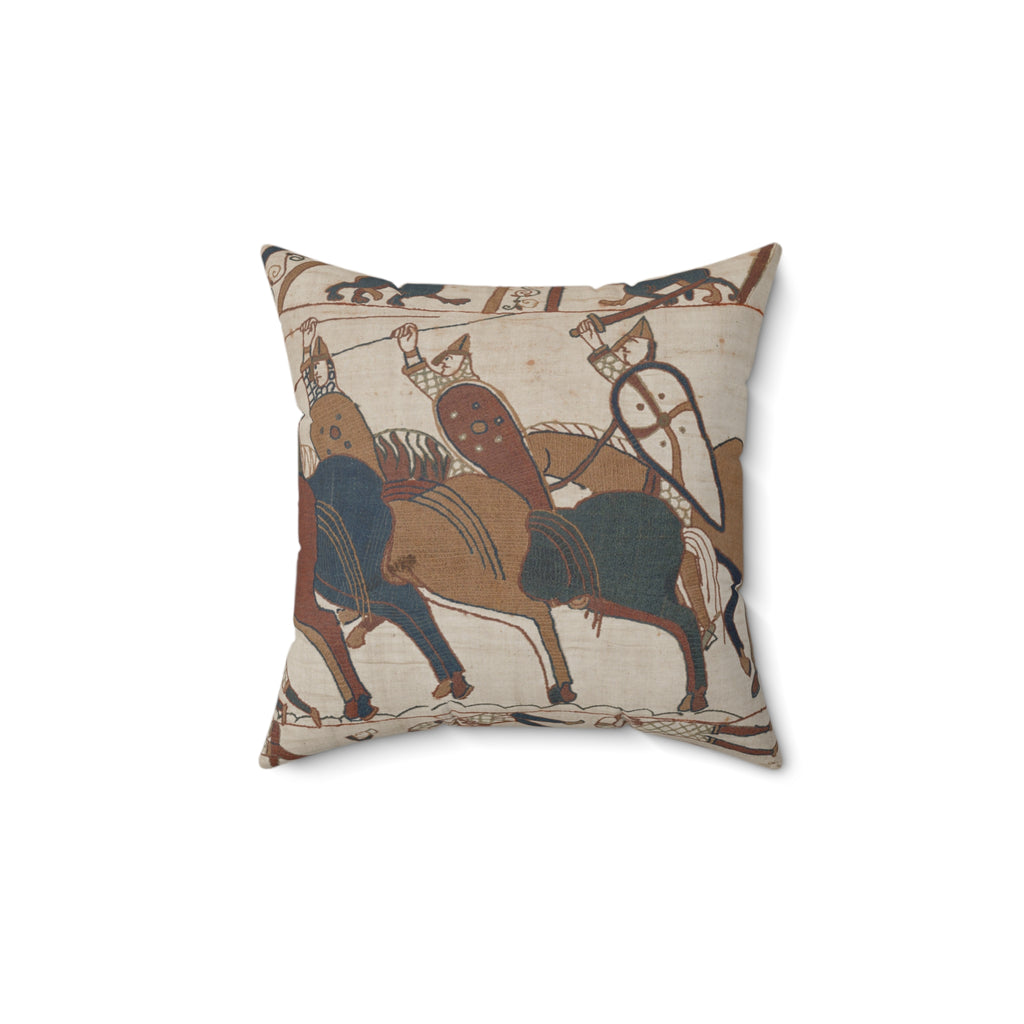 Bayeux Tapestry Battle of Hastings Cavalry Charge Faux Suede Square Pillow