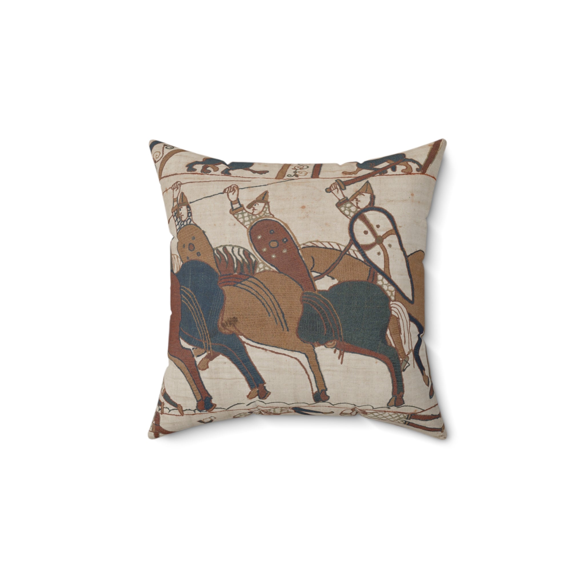 Bayeux Tapestry Battle of Hastings Cavalry Charge Faux Suede Square Pillow