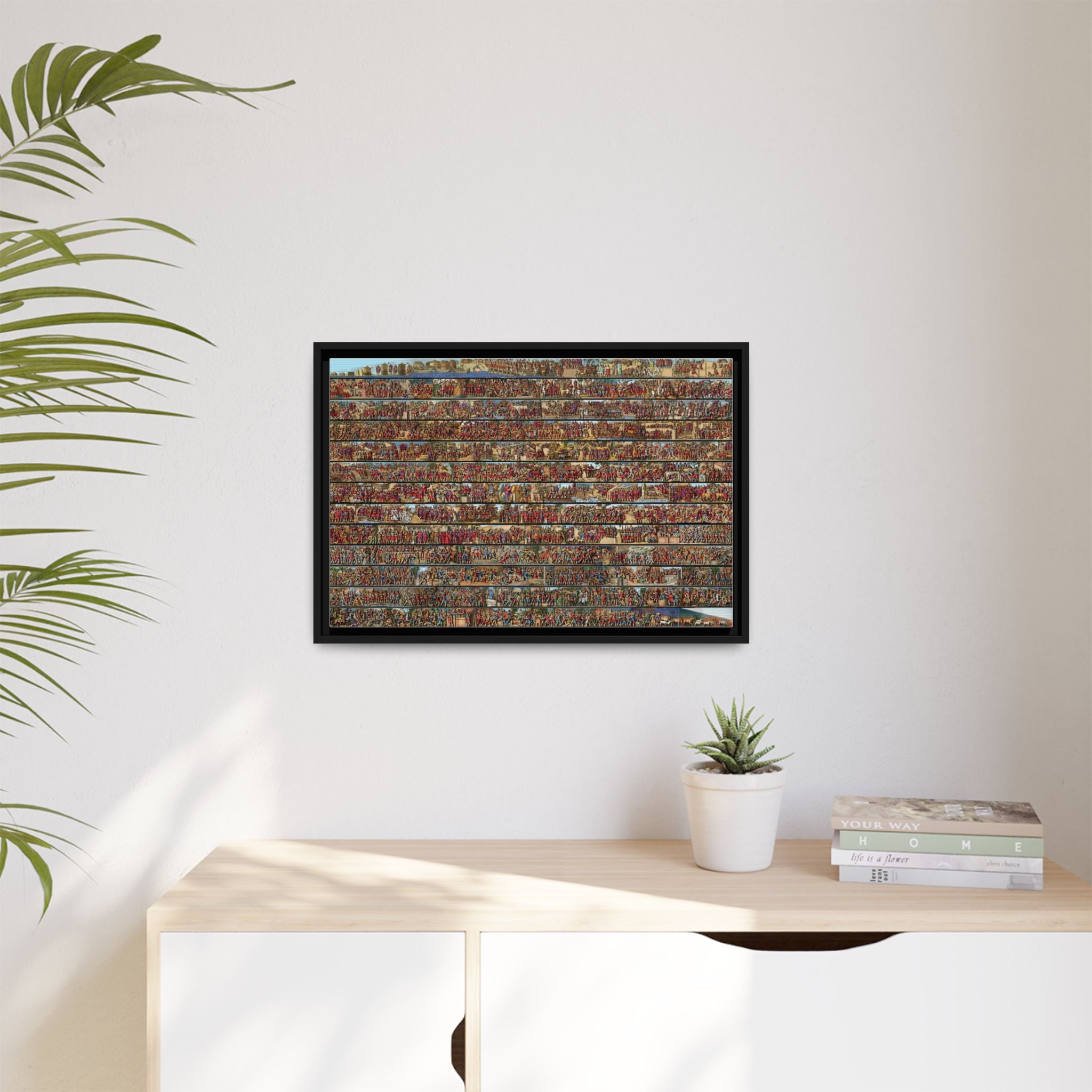 Colorized Depiction of Trajan's Column in Rome Framed Matte Canvas