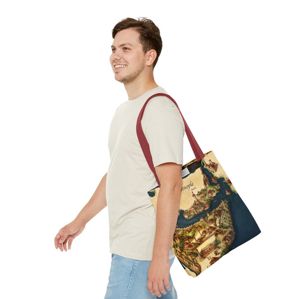 Constantinople Map Tote Bag — Vintage Cityscape All-Over Print