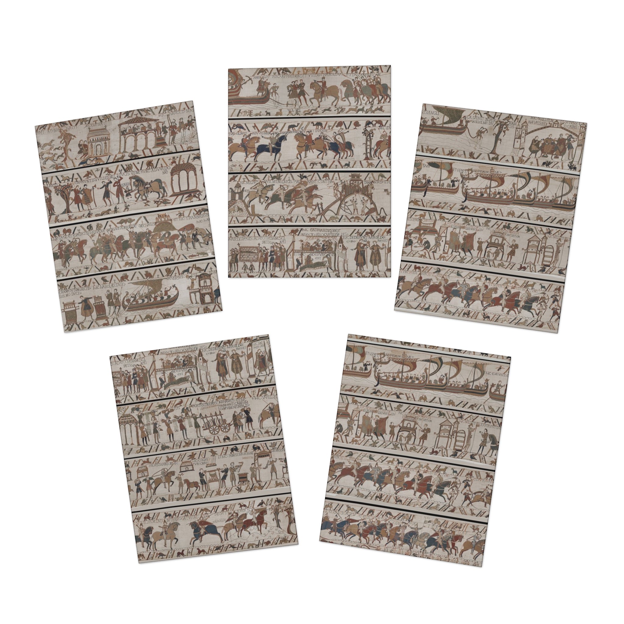 Medieval Tapestry Pattern Greeting Card Set — 5-Pack Blank Note Cards