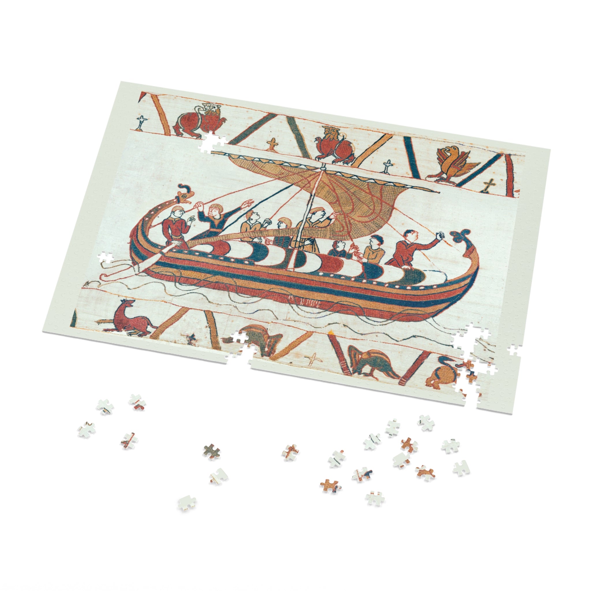 Bayeux Tapestry Norman Ship Jigsaw Puzzle with Tin | Historical Boat Illustration