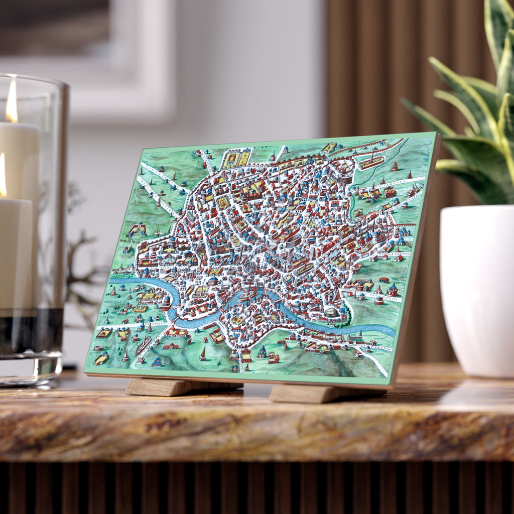 Ancient Rome Illustrated City Map Ceramic Photo Tile
