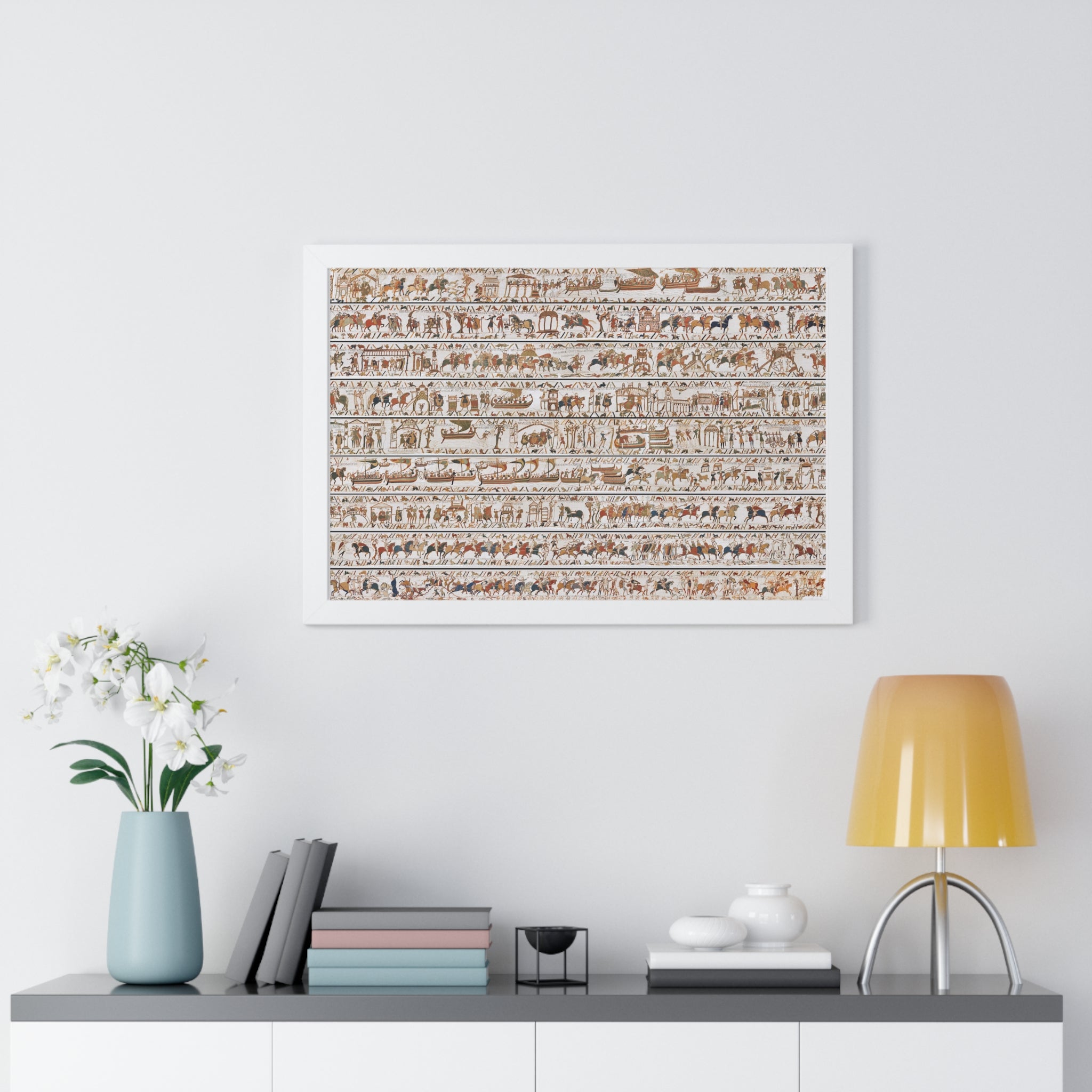 The Bayeux Tapestry (Complete Panorama) Framed Art Poster | Illustration of Norman Conquest Print