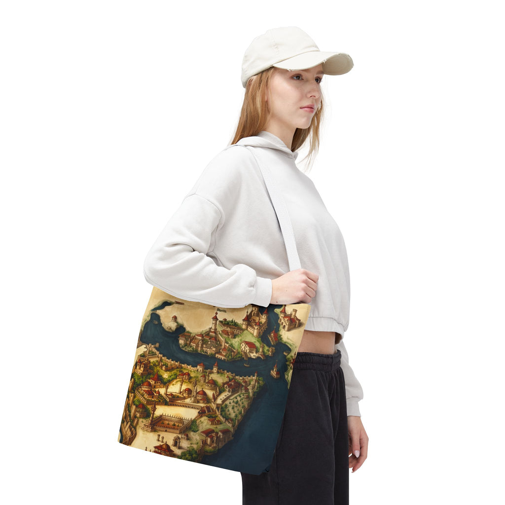 Constantinople Map Tote Bag — Vintage Cityscape All-Over Print
