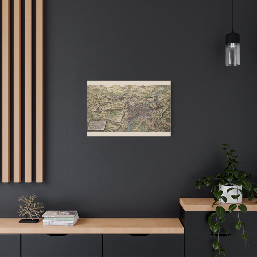 Antique City Map of Rome Matte Canvas Print — Vintage Stretched Wall Art