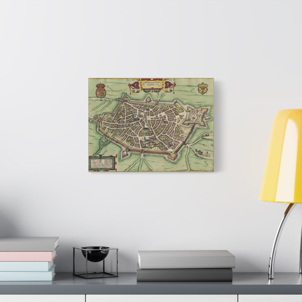 Vintage Cambrai City Map Matte Stretched Canvas Wall Art