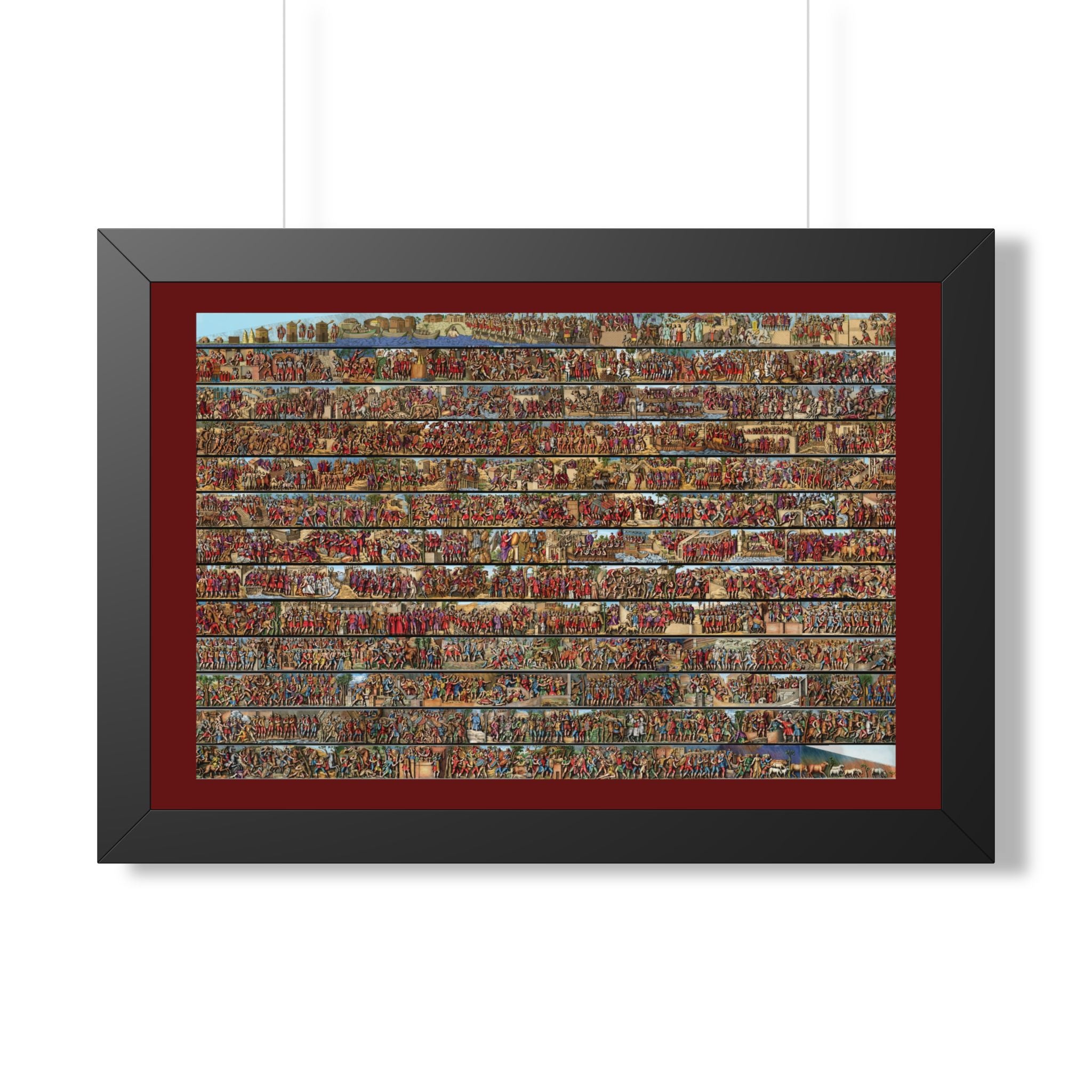 Colorized Trajan's Column Engraving Framed Art Print