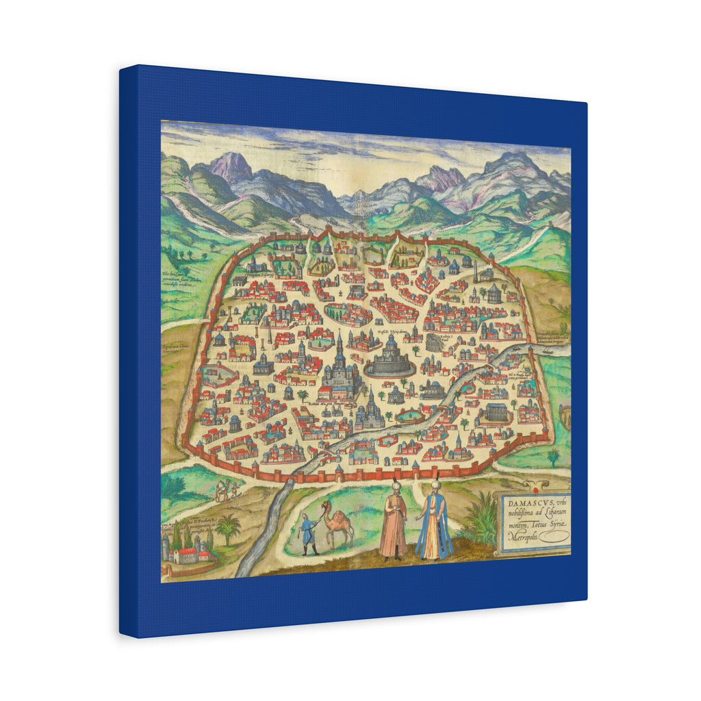 Antique Damascus Syria Birdseye City Map Matte Canvas