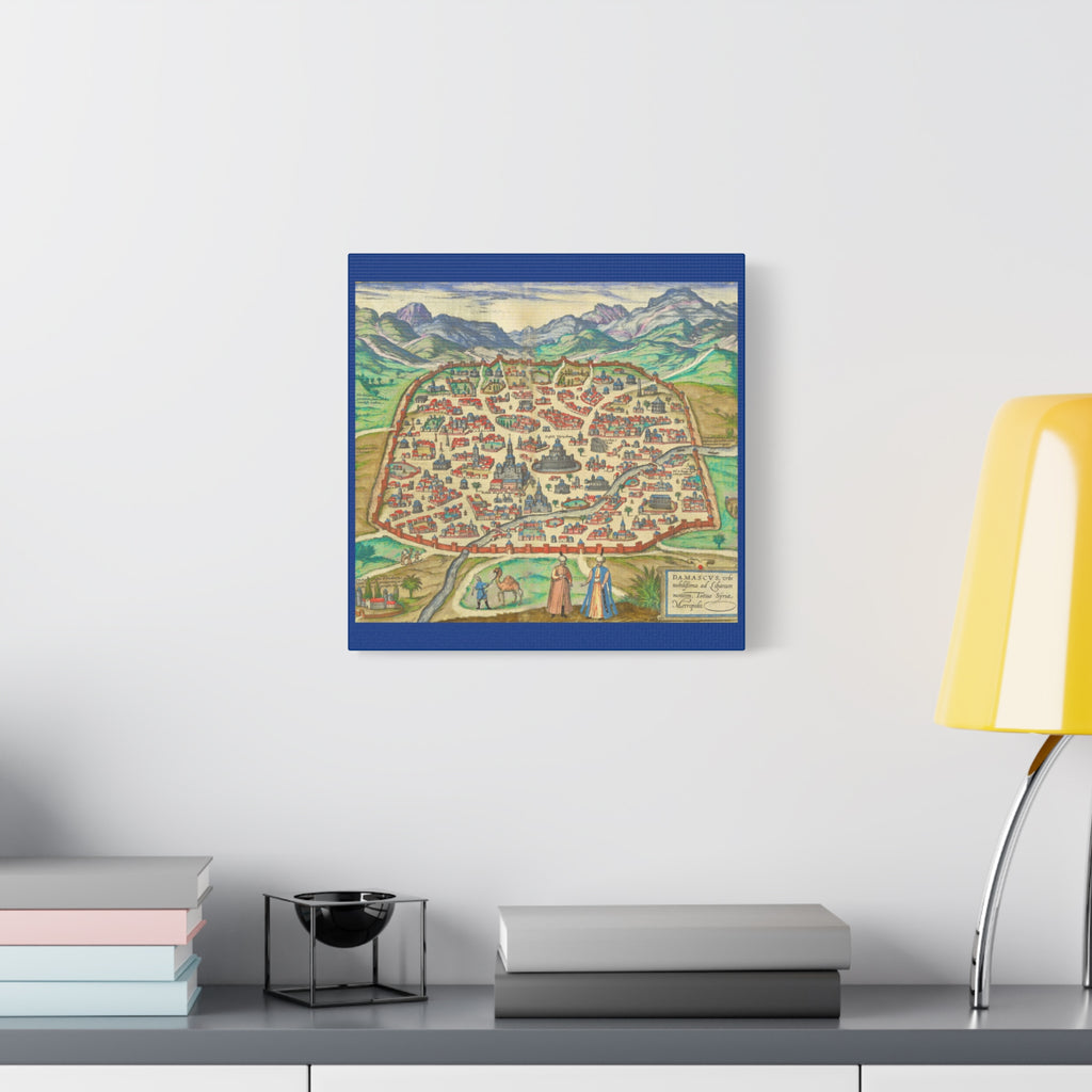 Antique Damascus Syria Birdseye City Map Matte Canvas