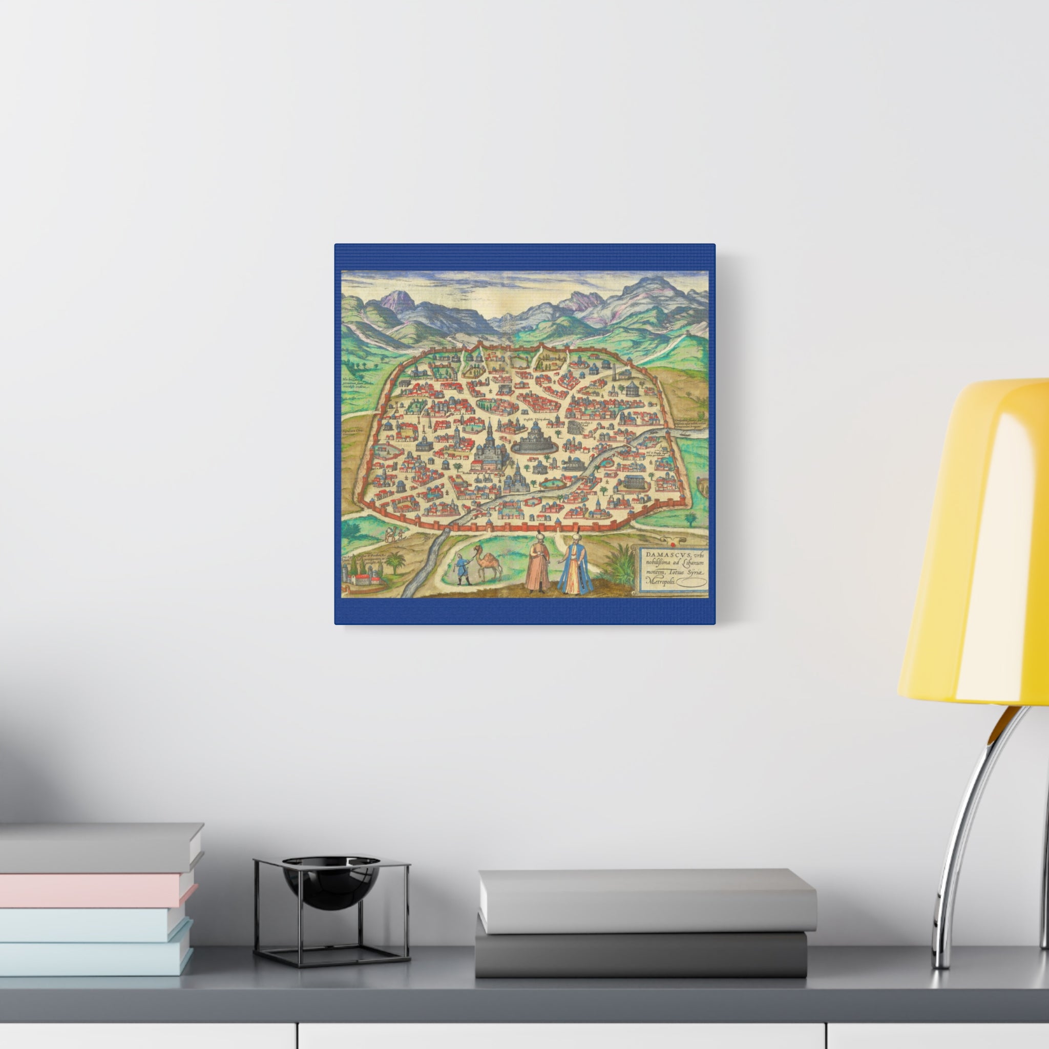 Antique Damascus Syria Birdseye City Map Matte Canvas