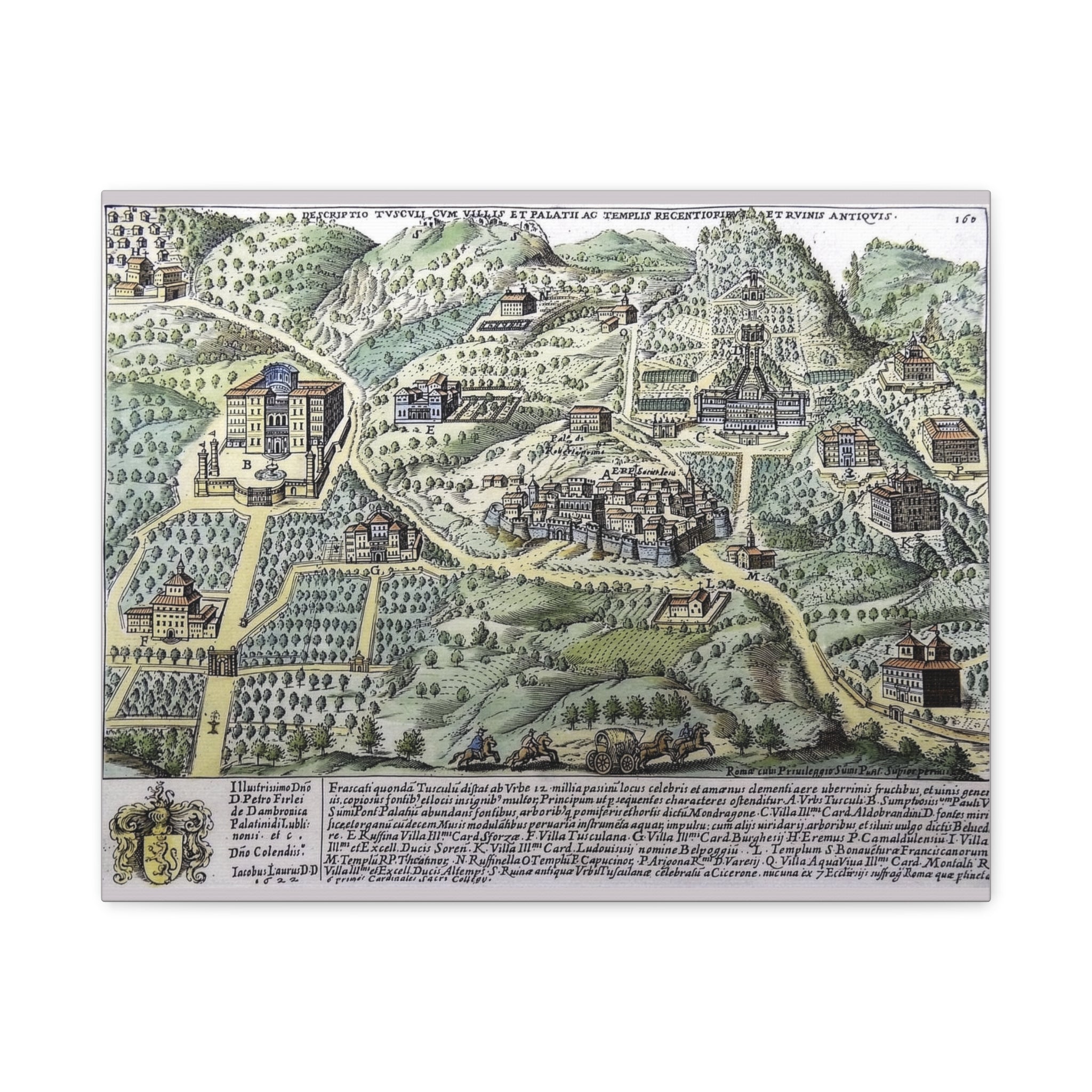 Tusculum Map Matte Canvas | Historic Italian Cartography