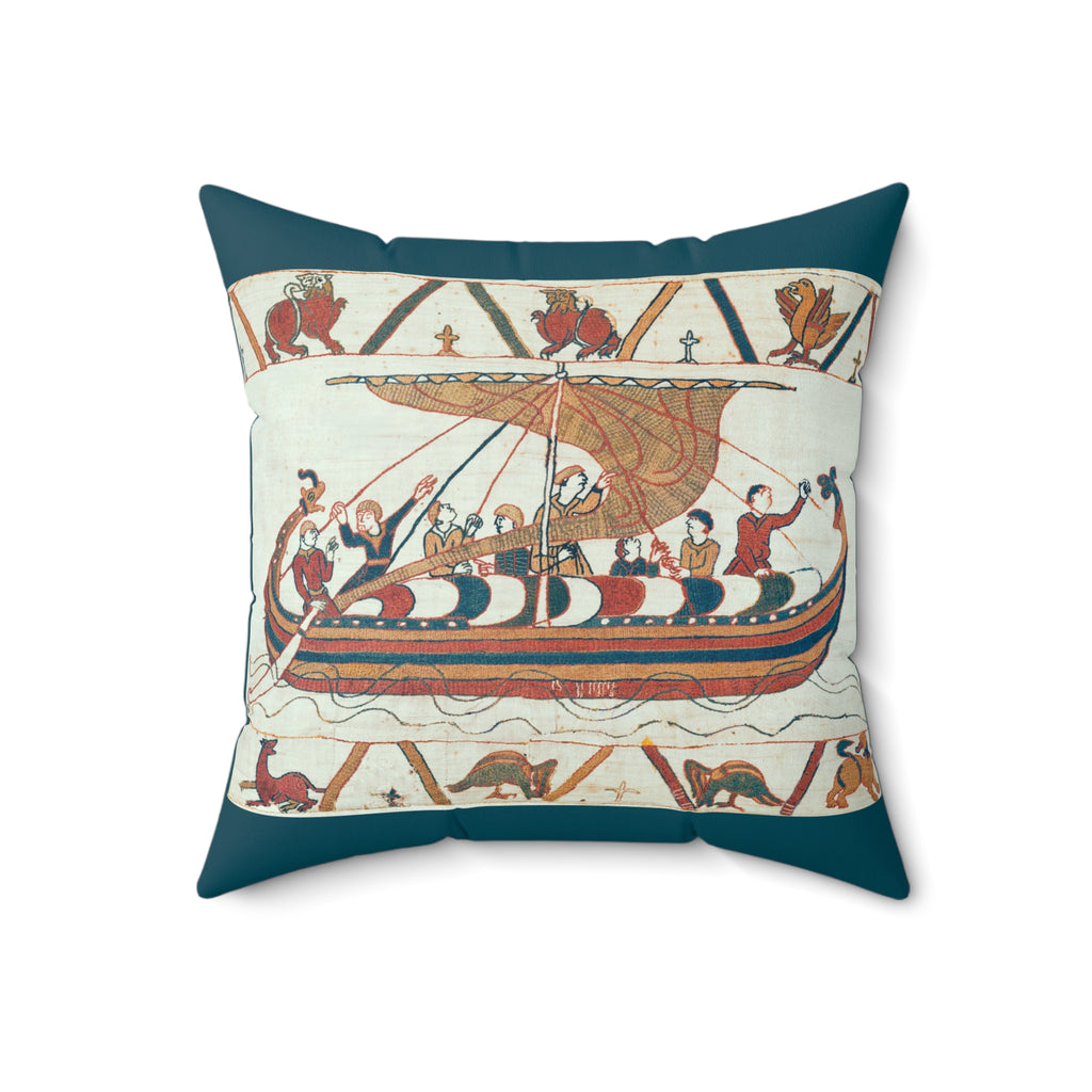 Bayeux Tapestry Battle of Hastings Faux Suede Square Pillow | Medieval Norman Invasion