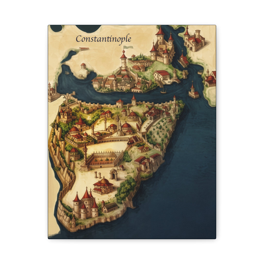 Constantinople Vintage Map Matte Canvas Print — Stretched 1.25"