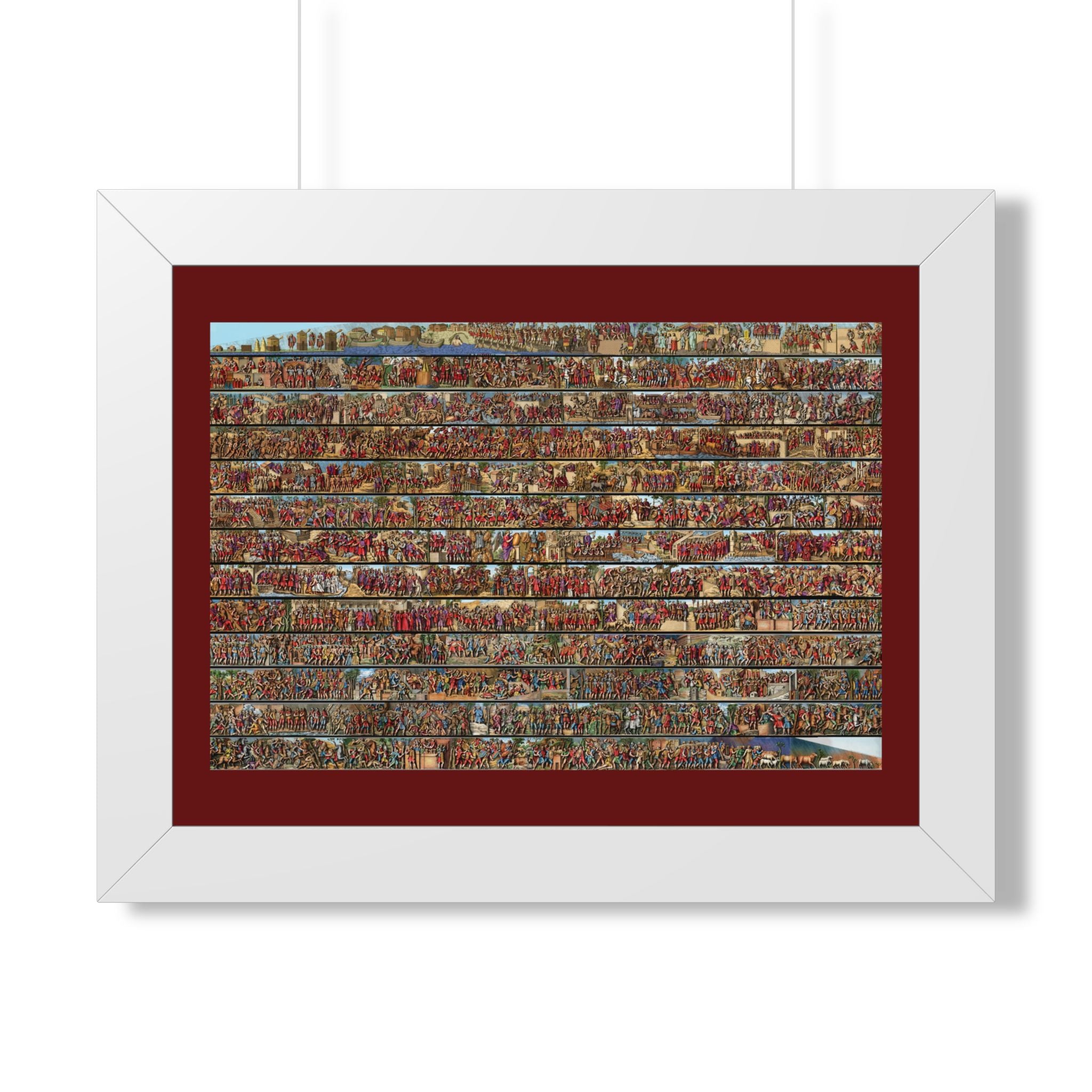 Colorized Trajan's Column Engraving Framed Art Print