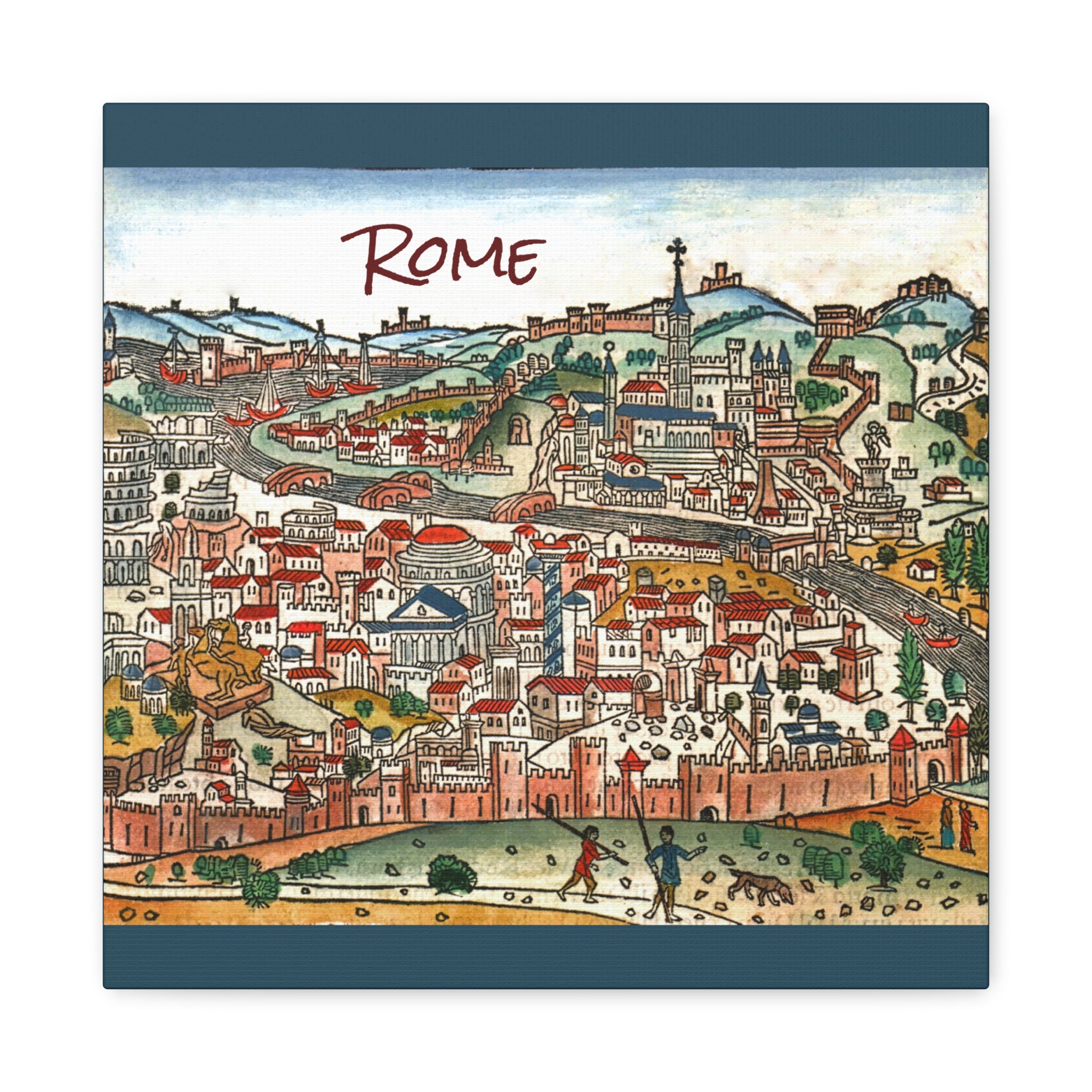 Renaissance Bird's-Eye Map of Rome Matte Canvas
