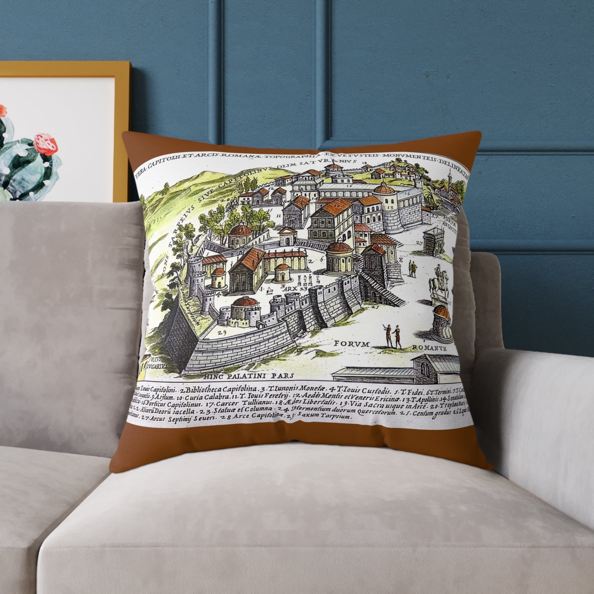 Capitoline Hill & Roman Forum, Ancient Rome Map Pillow | Ancient Rome Throw Pillow