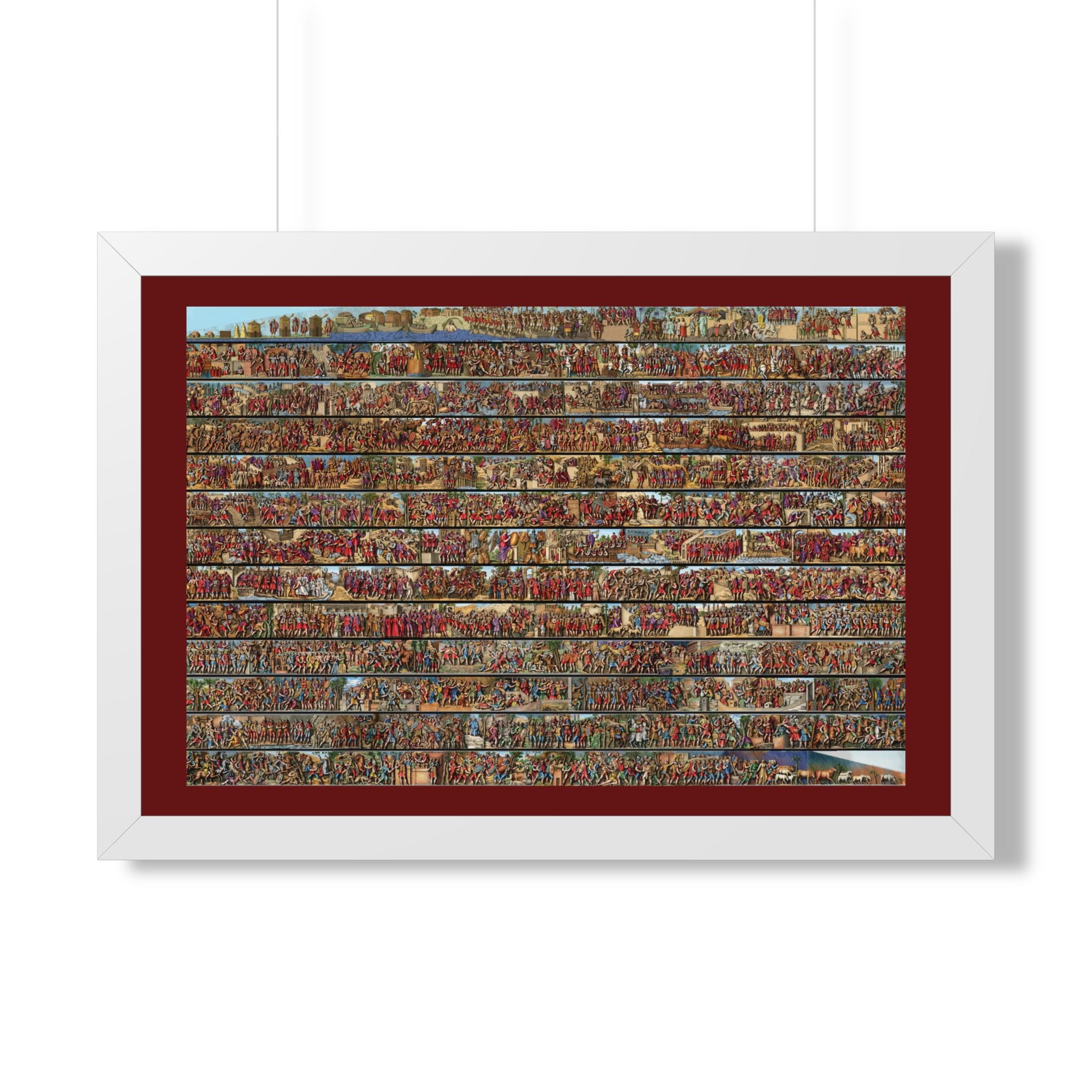 Colorized Trajan's Column Engraving Framed Art Print