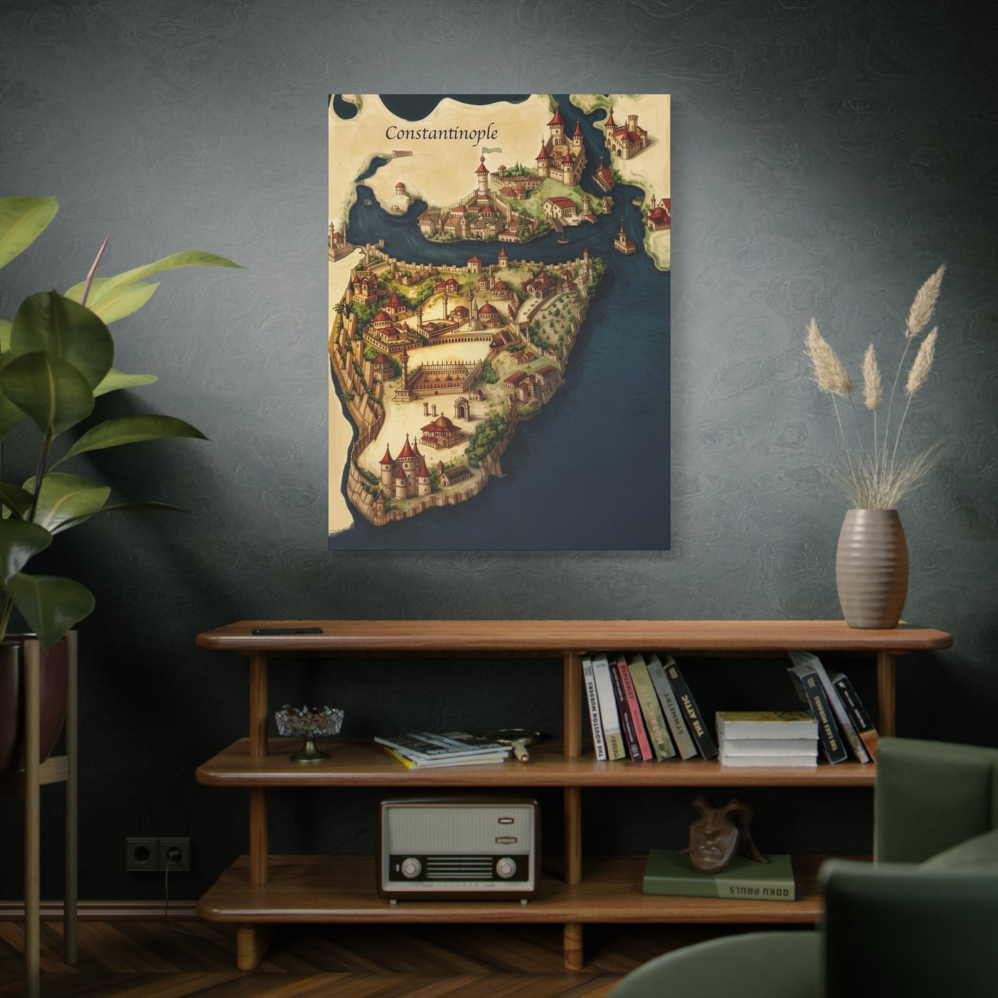 Constantinople Vintage Map Matte Canvas Print — Stretched 1.25"
