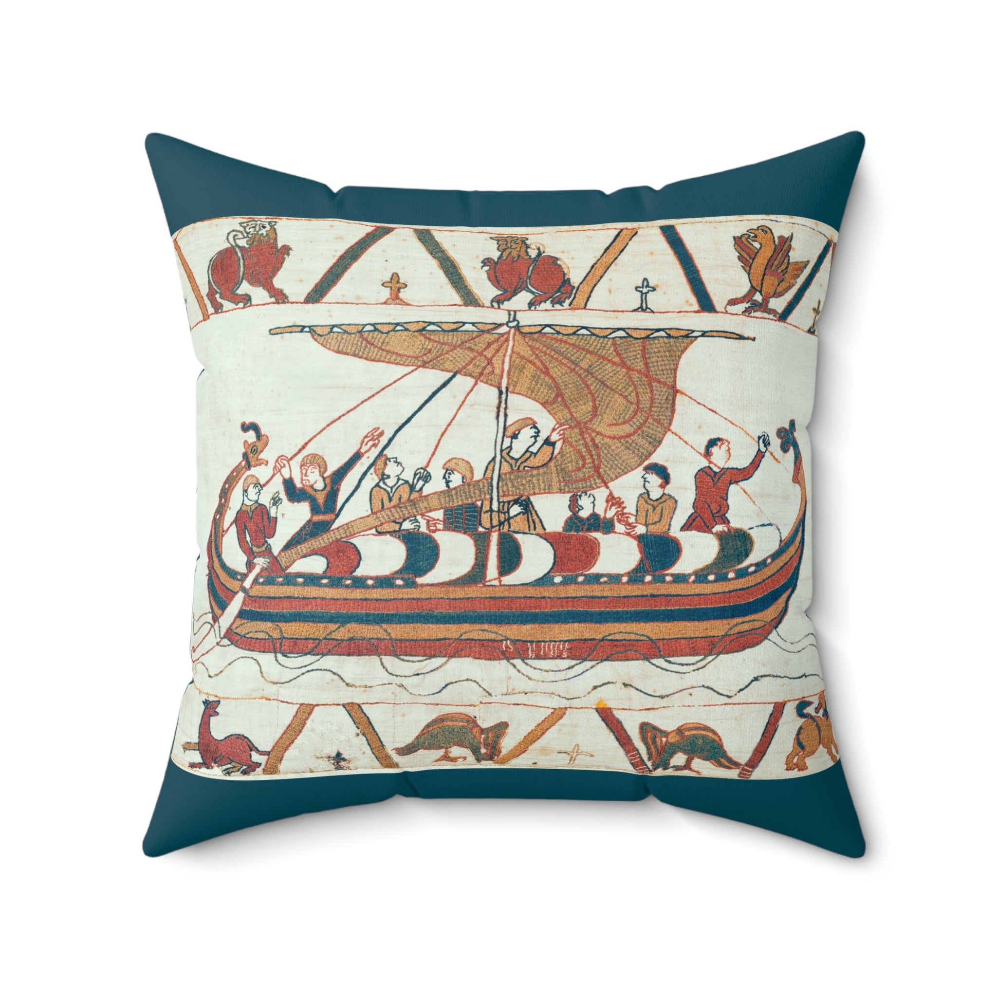 Bayeux Tapestry Battle of Hastings Faux Suede Square Pillow | Medieval Norman Invasion