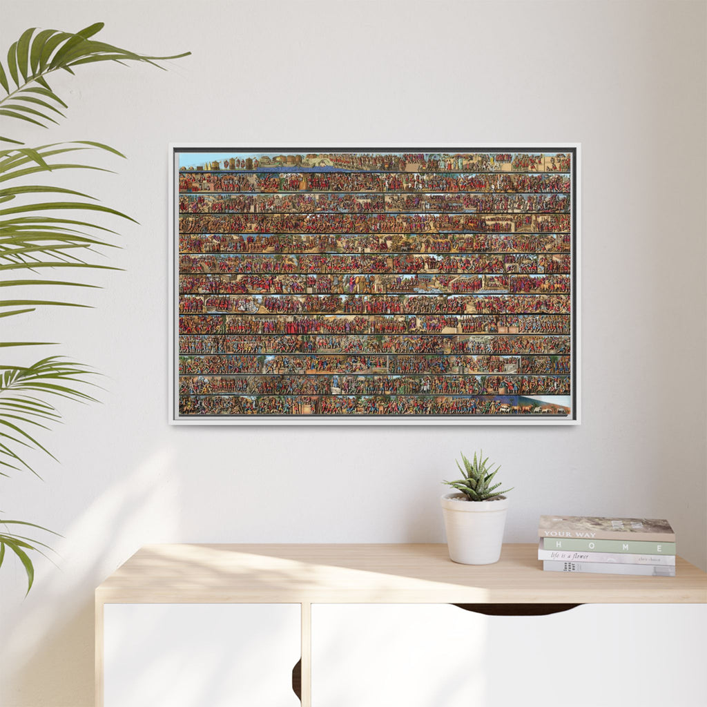 Colorized Depiction of Trajan's Column in Rome Framed Matte Canvas