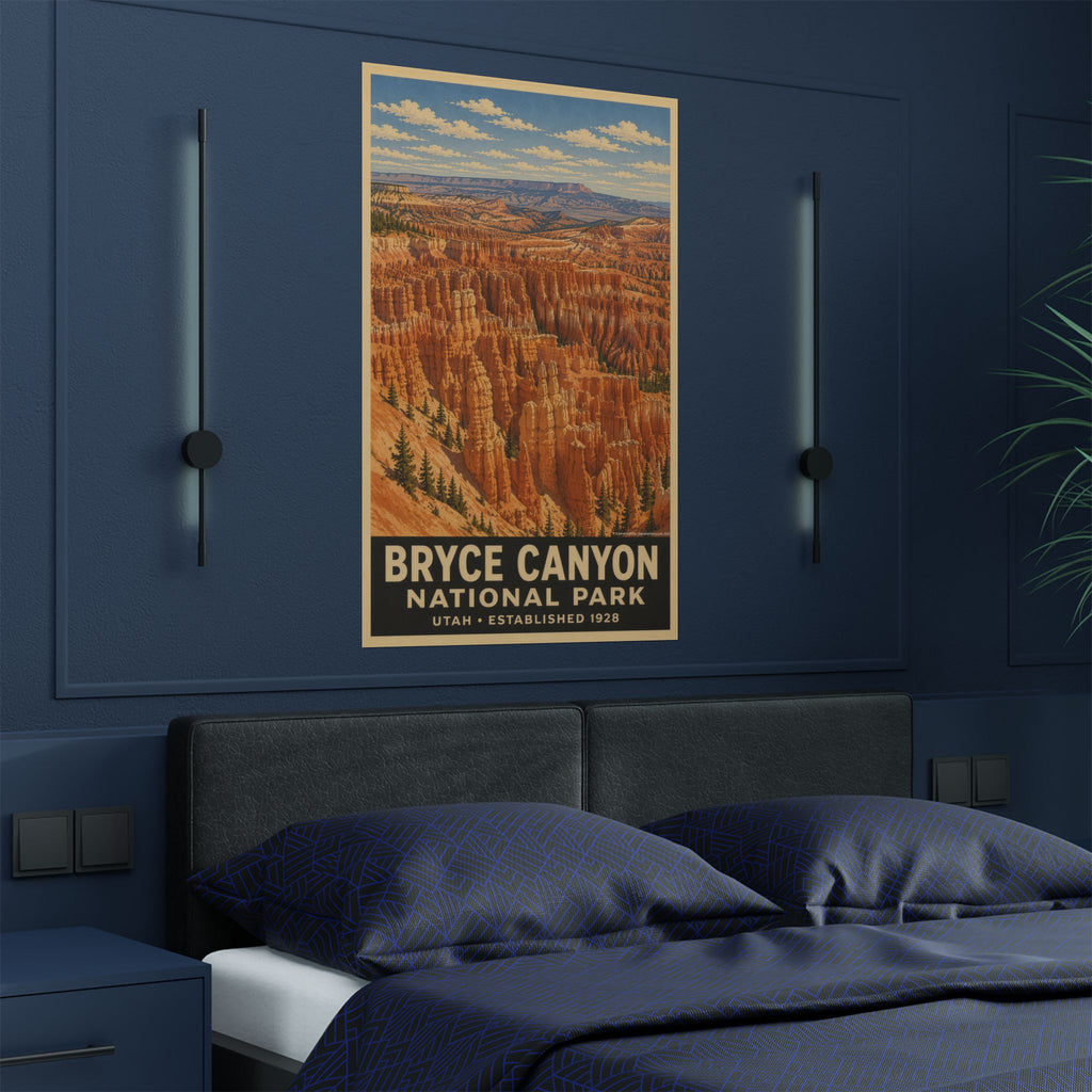 Bryce Canyon National Park Satin Poster - Vintage Travel Art Print