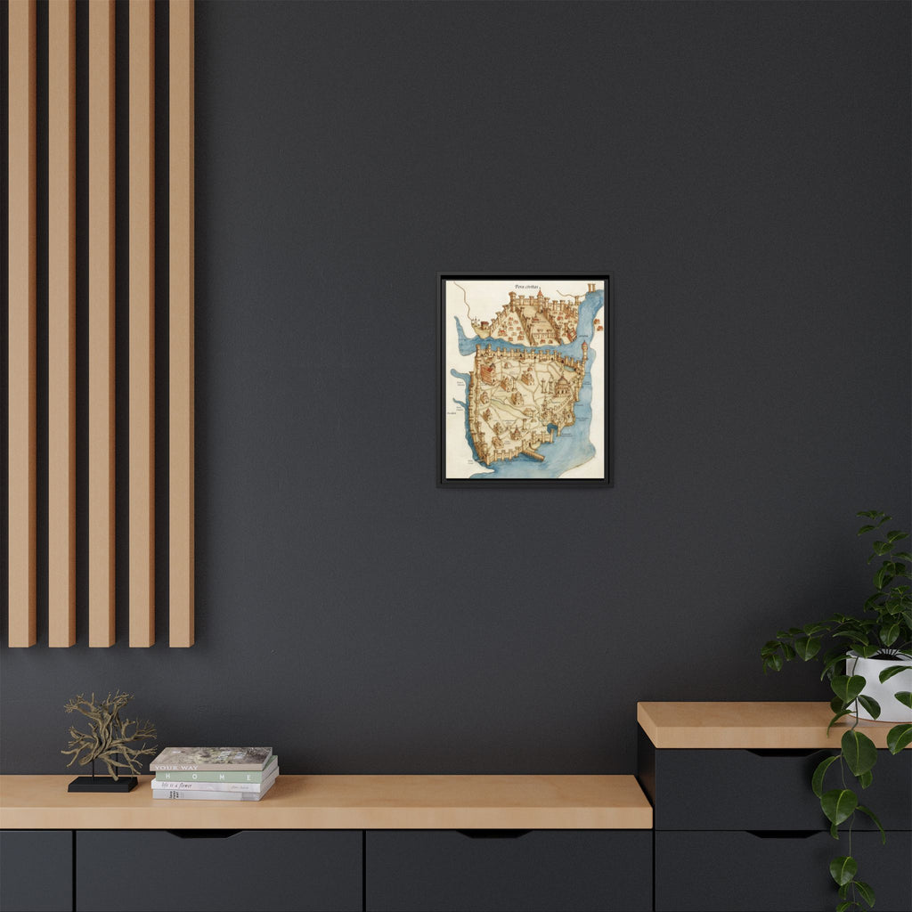 Framed Vintage Constantinople Map Canvas — Matte Nautical Wall Art