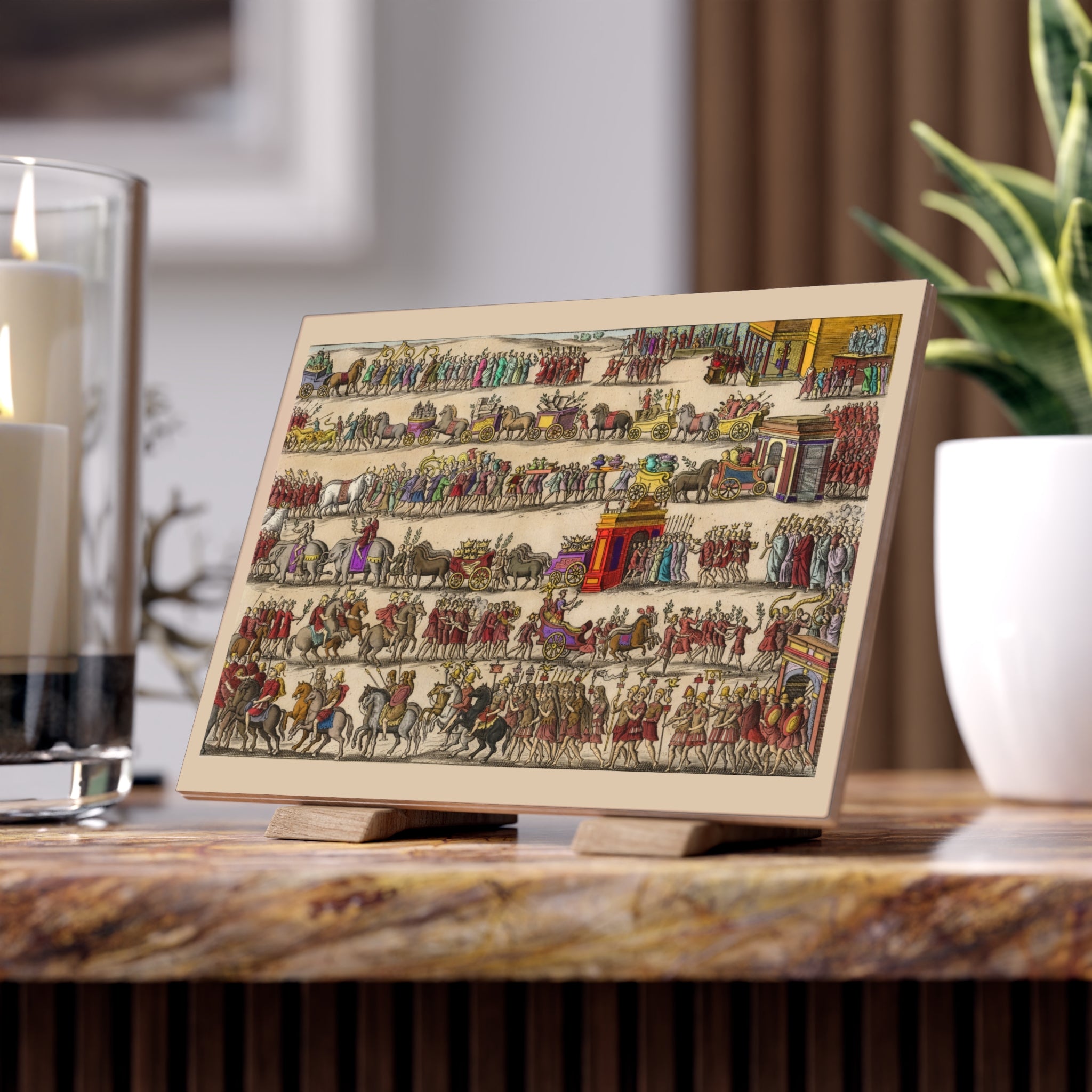 Roman Triumph Parade Ceramic Photo Tile | Colored Engraving by Giacomo Lauro