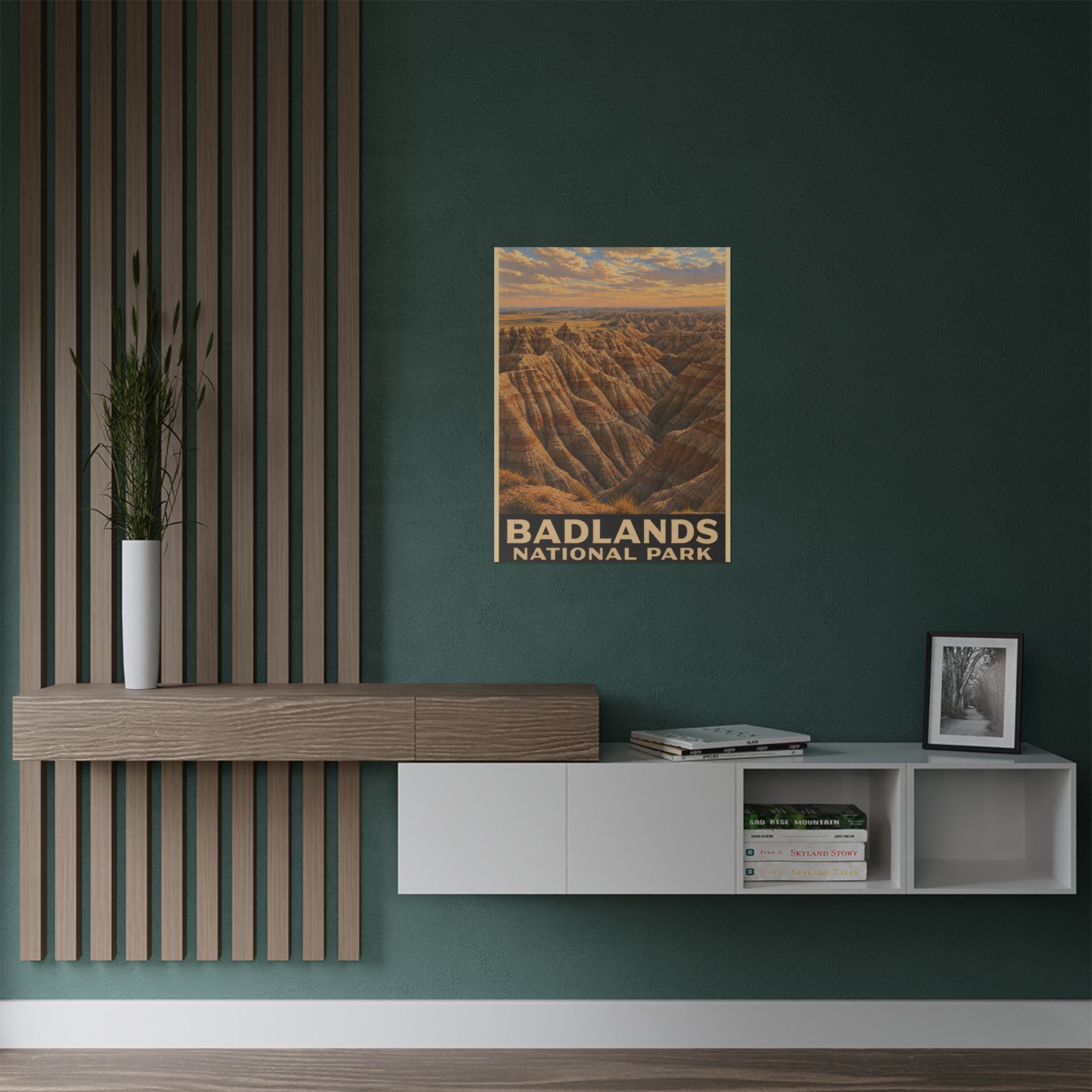 Badlands National Park Satin Poster — Vintage Travel Wall Art (300gsm)