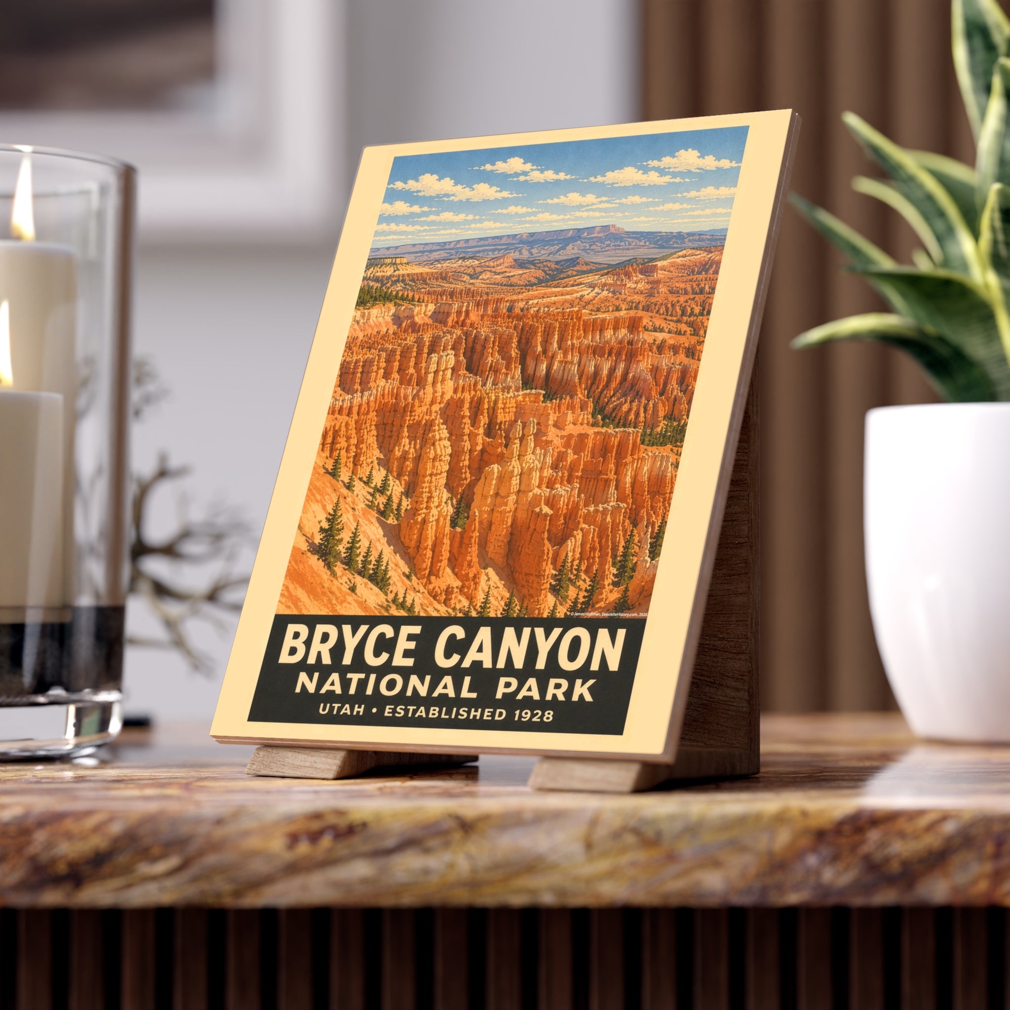 Bryce Canyon Ceramic Photo Tile — Vintage National Park Poster